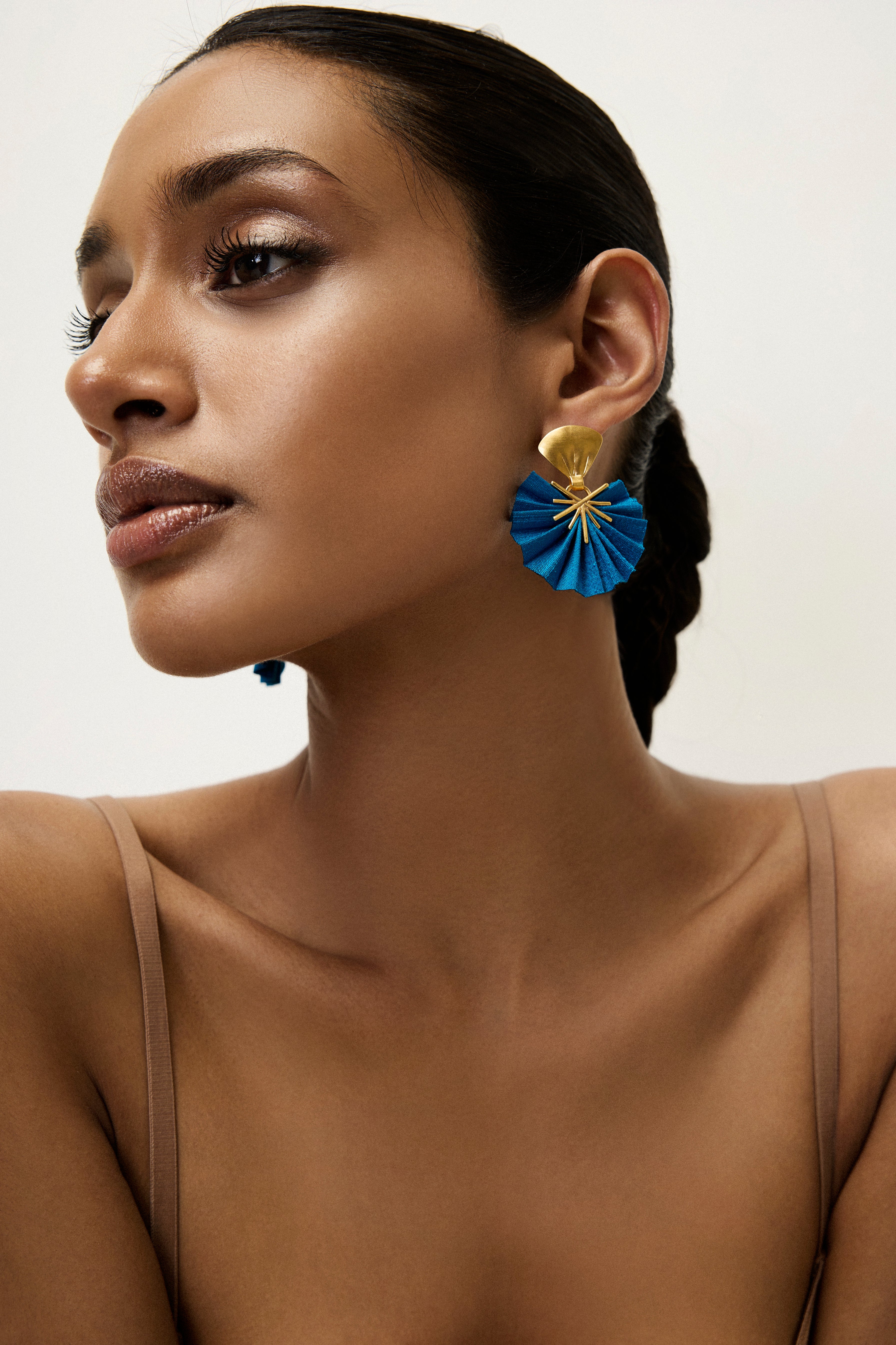 Mini Sparkle Fan Earrings | Cobalt Blue