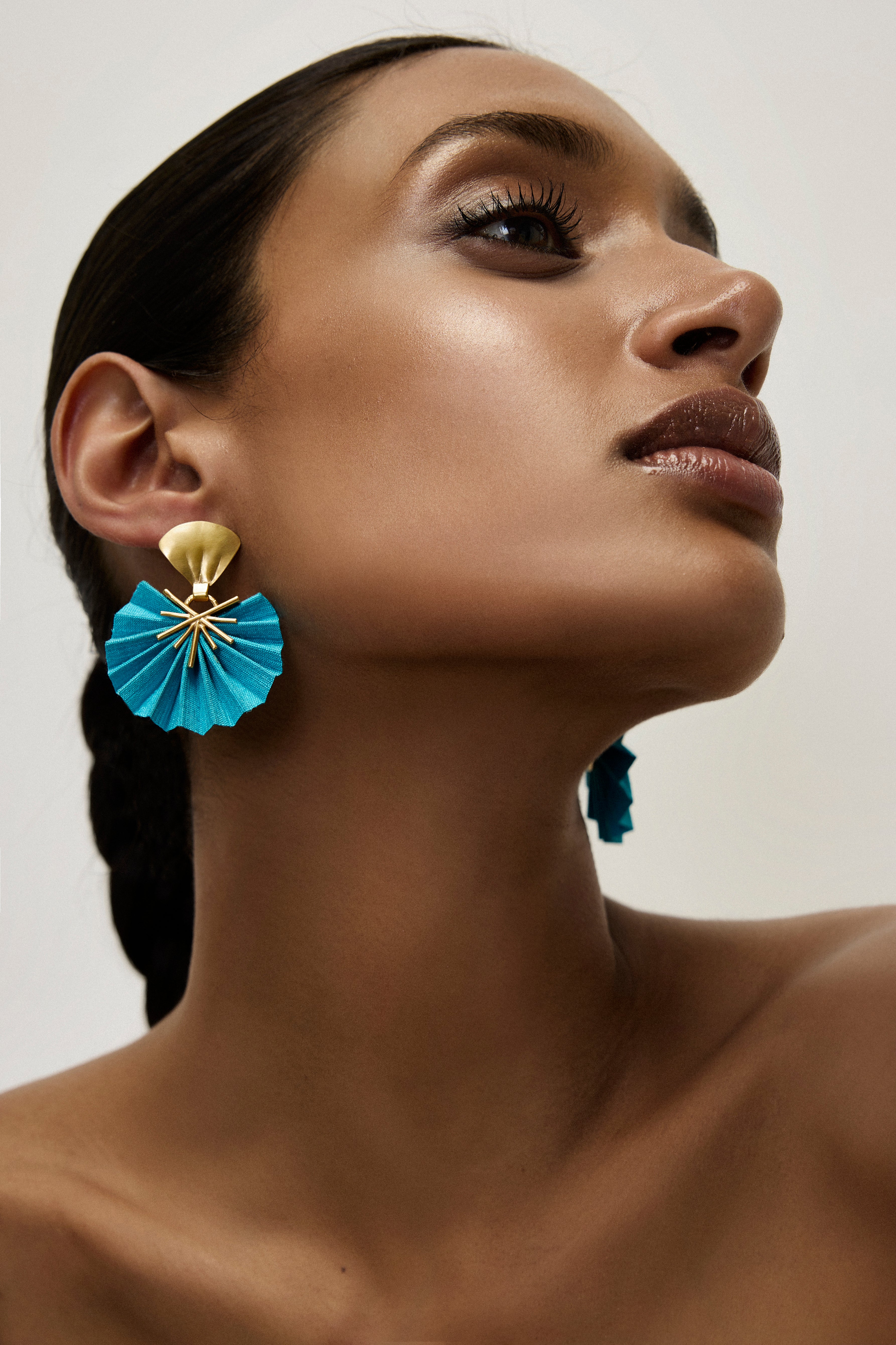 Mini Sparkle Fan Earrings | Turquoise