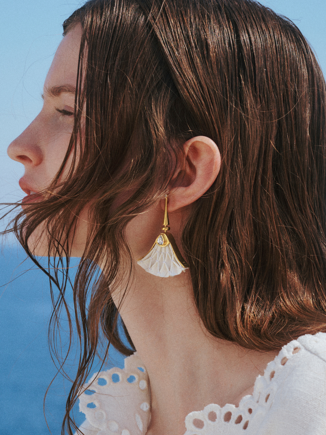 Lotus Earrings | White