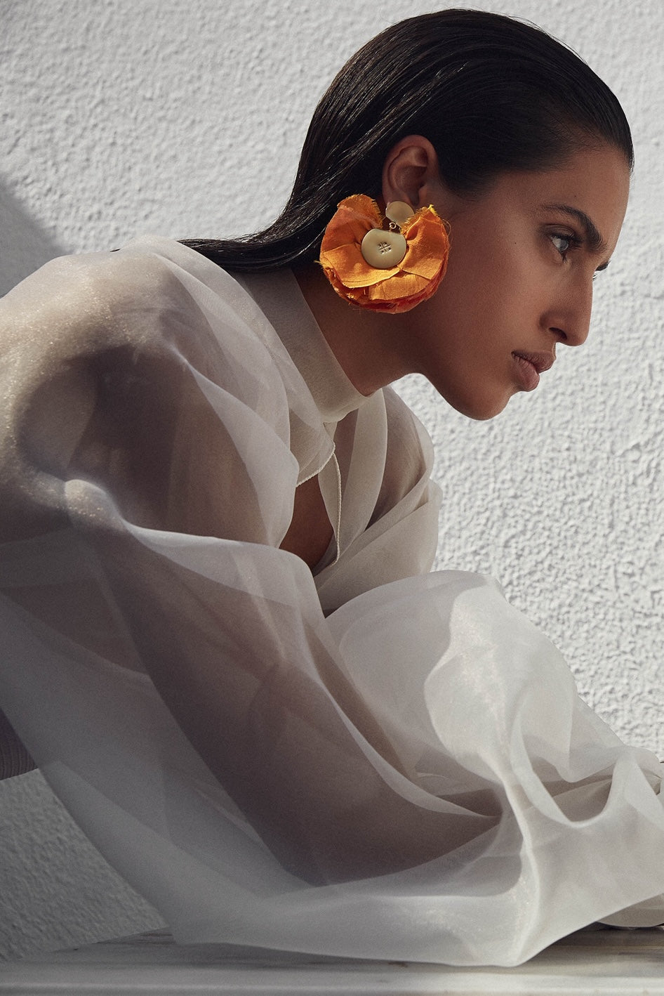 Silk Fan Earrings | Orange