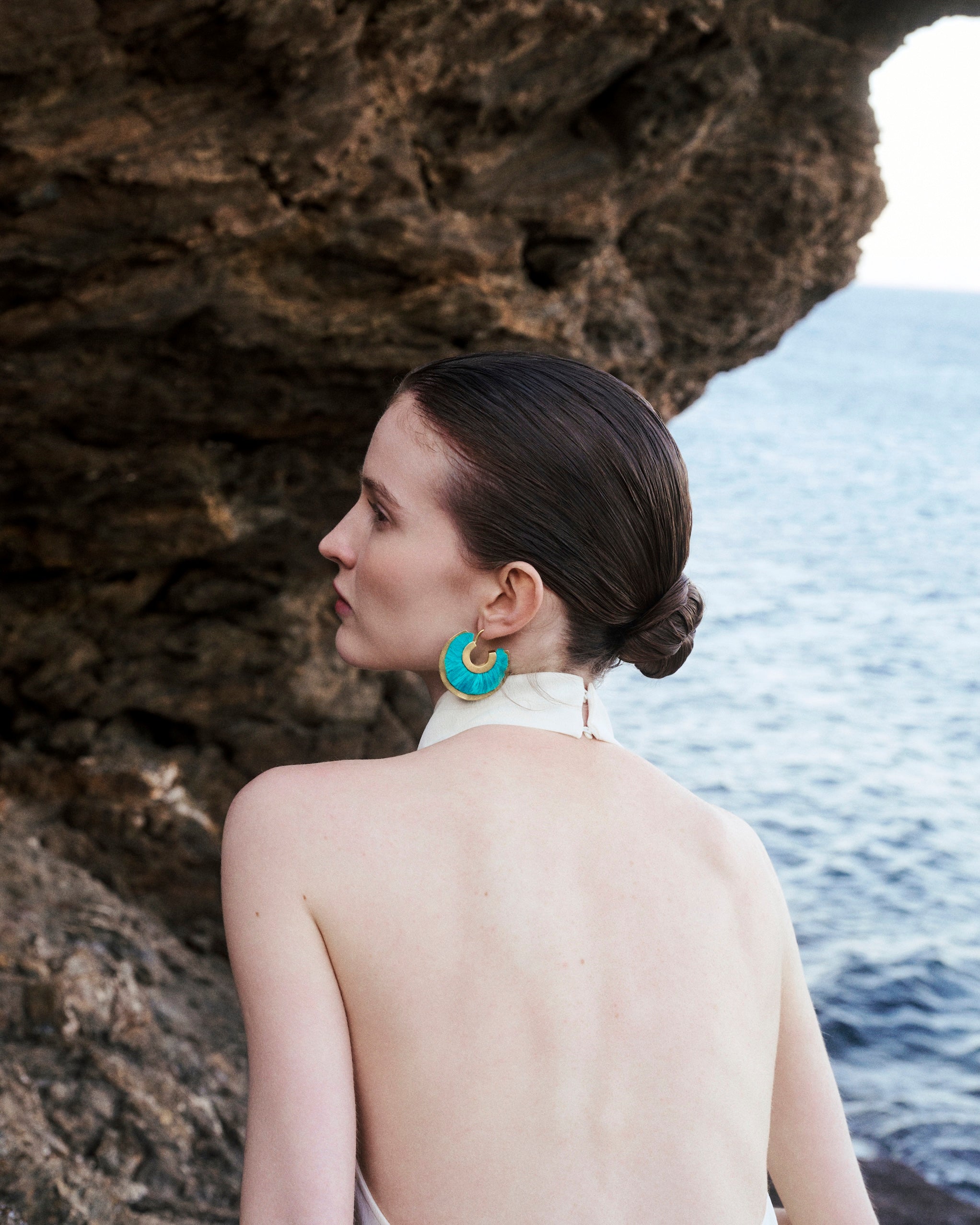 Double Face Silky Hoops | Turquoise - Aqua