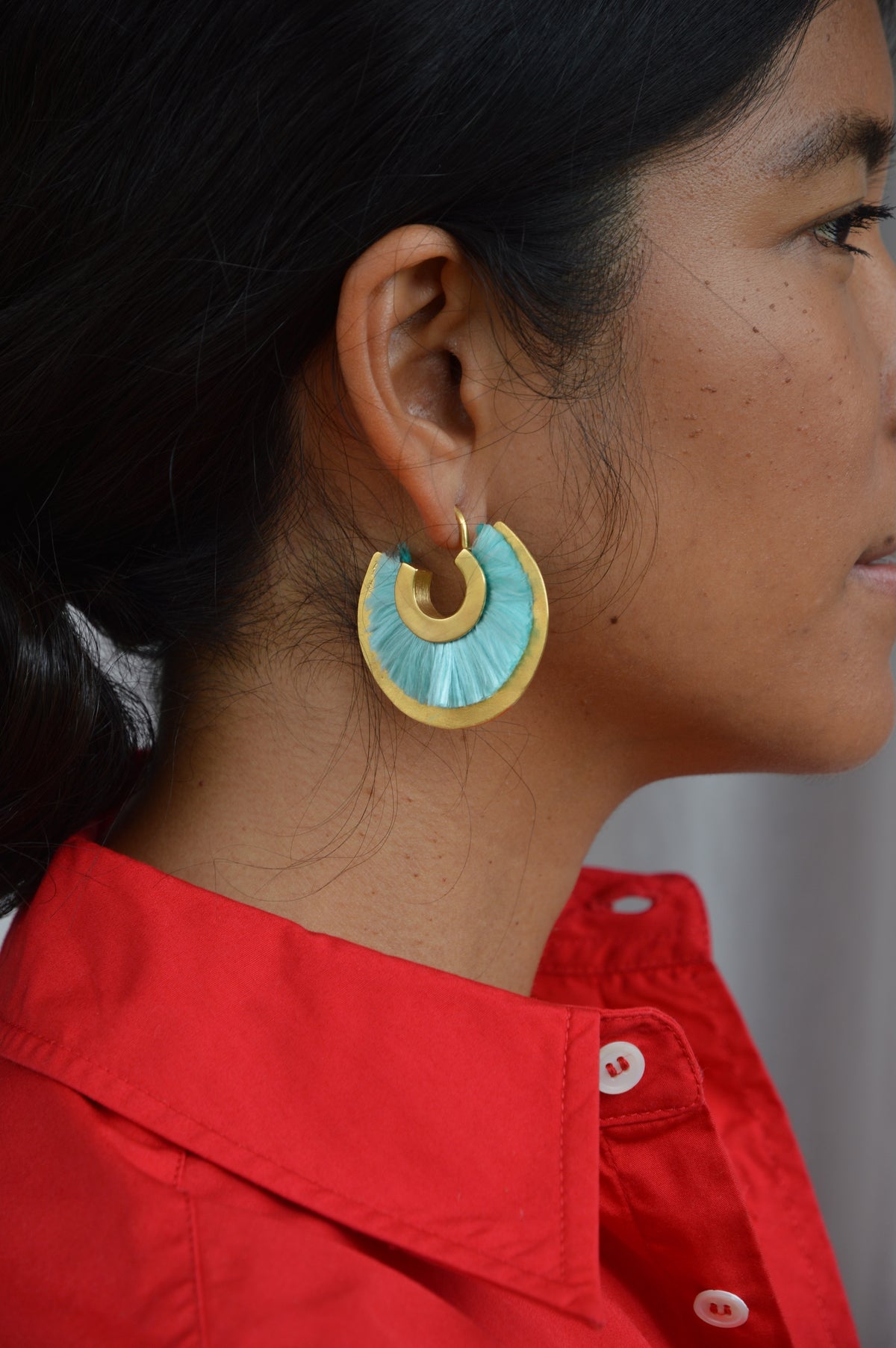 Double Face Silky Hoops | Turquoise - Aqua