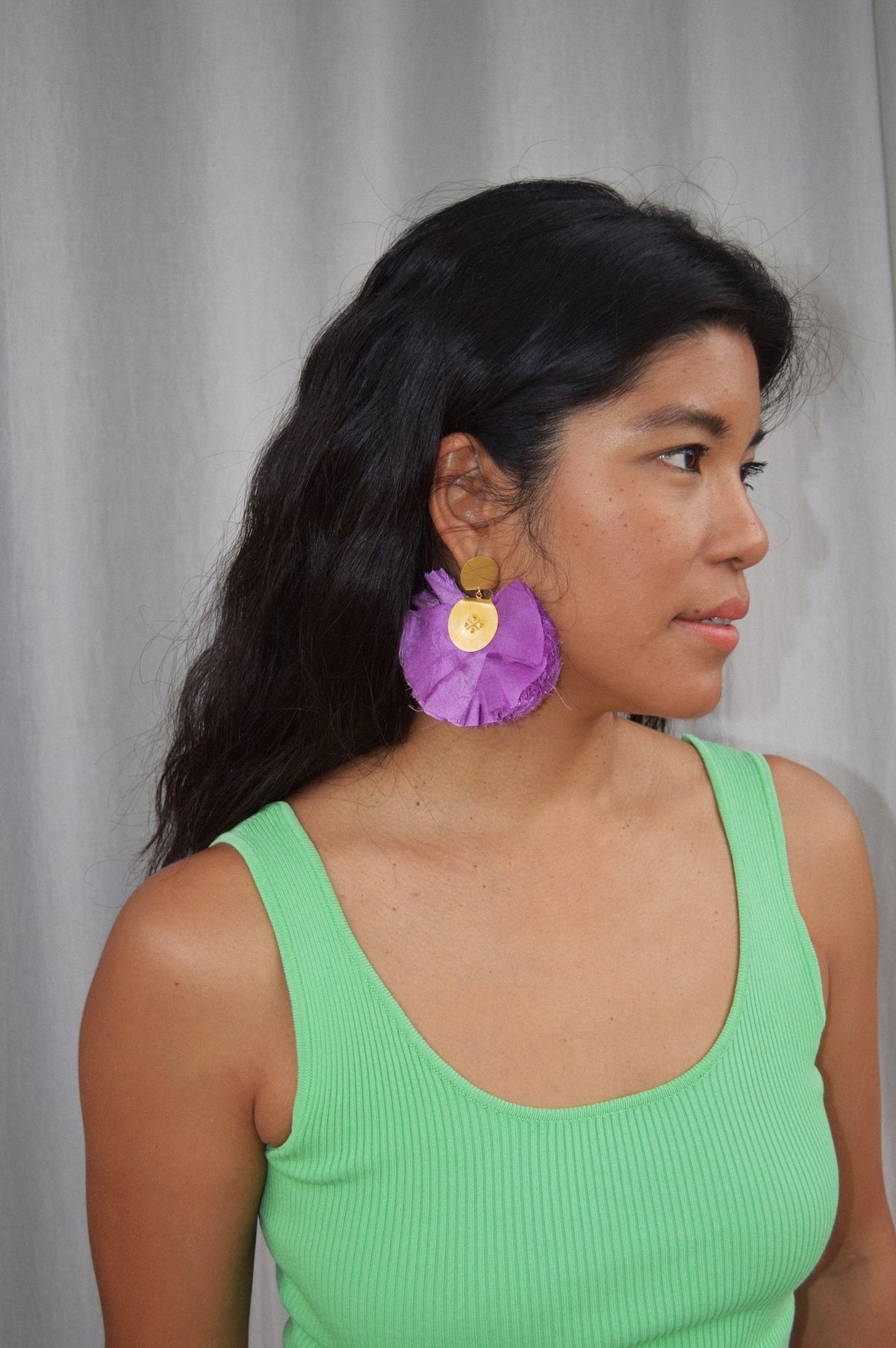 Silk Fan Earrings | Lavender