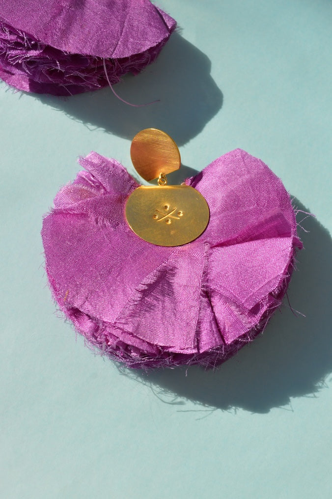 Silk Fan Earrings | Lavender