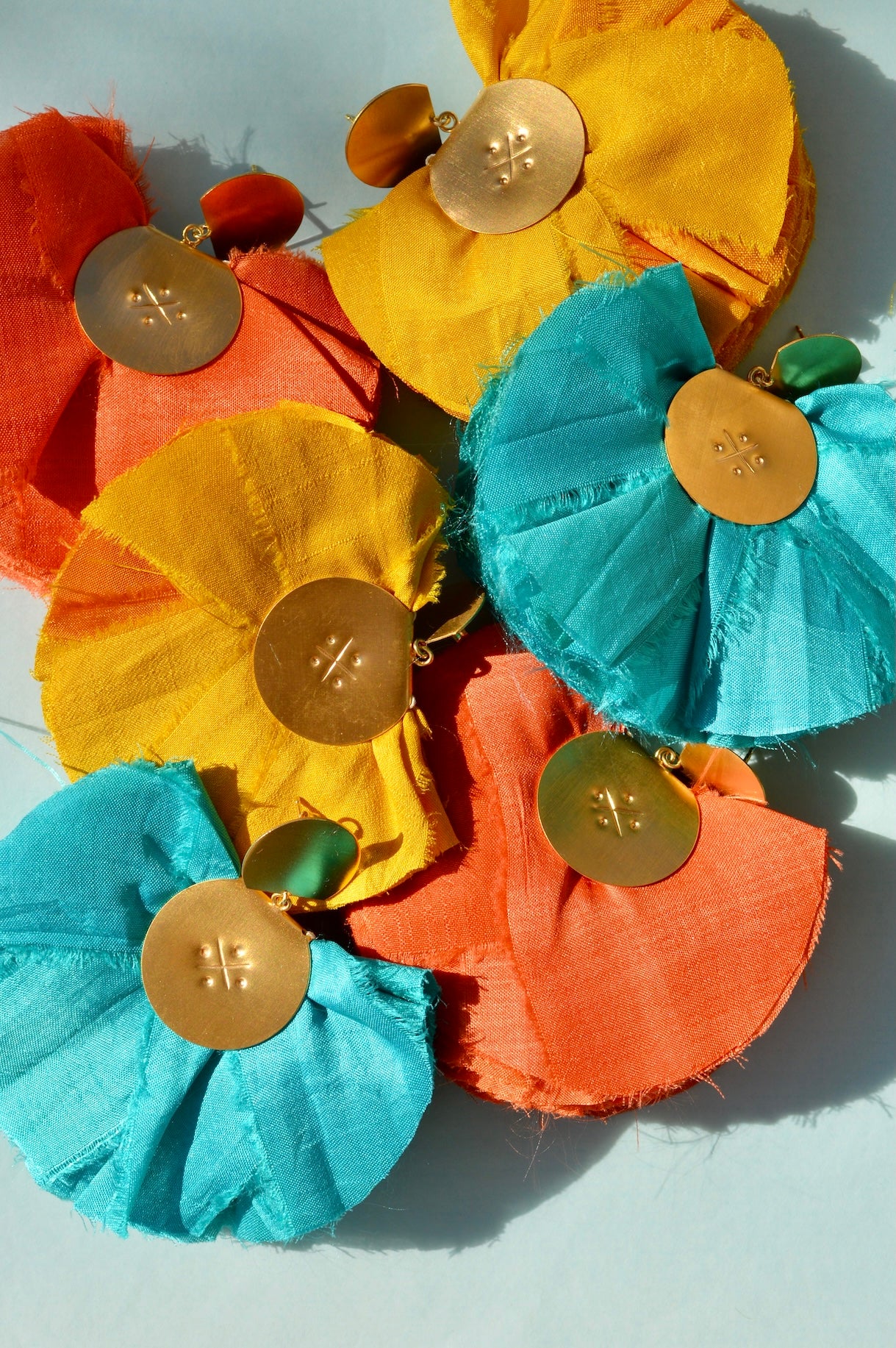 Silk Fan Earrings | Yellow