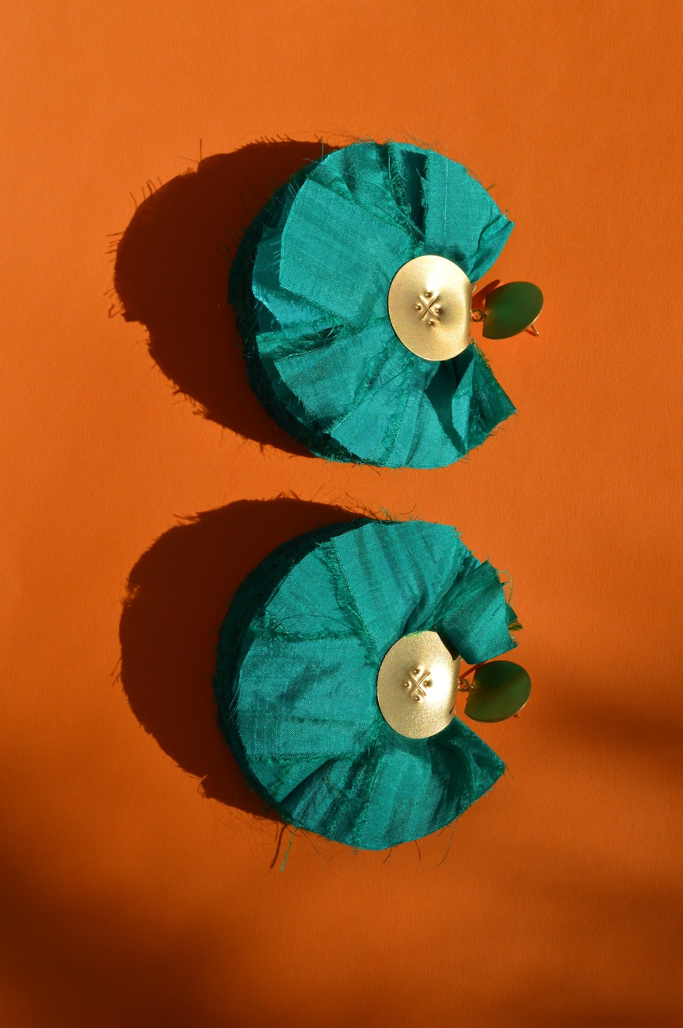 Silk Fan Earrings | Emerald Green