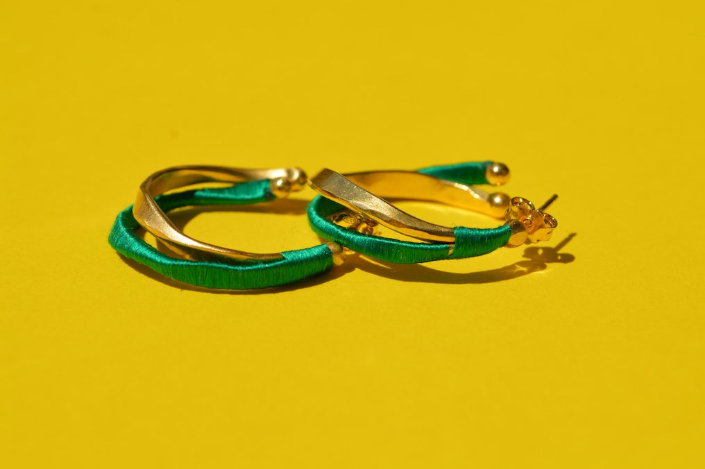 Mini Kyma Hoops | Emerald Green