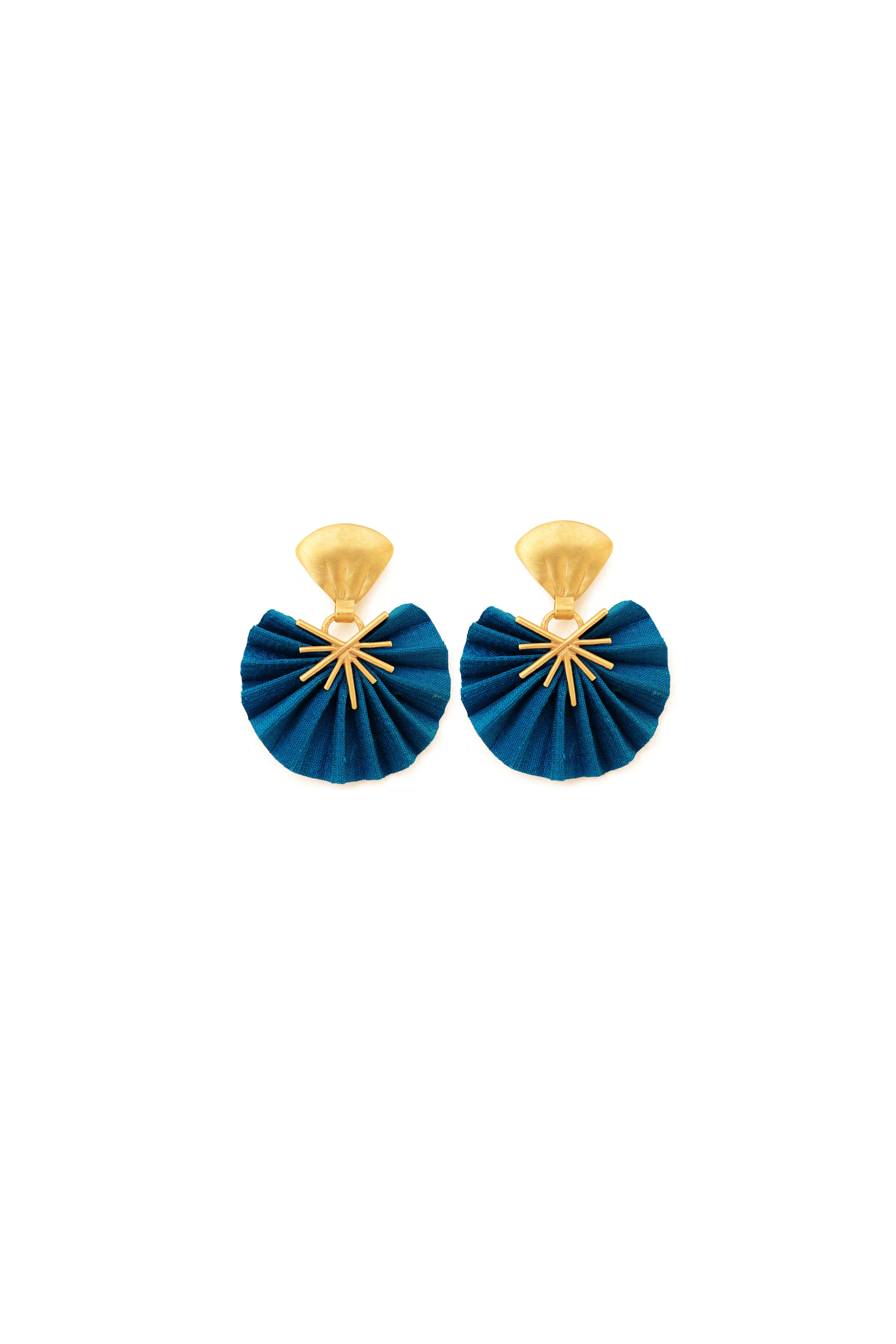 Mini Sparkle Fan Earrings | Cobalt Blue