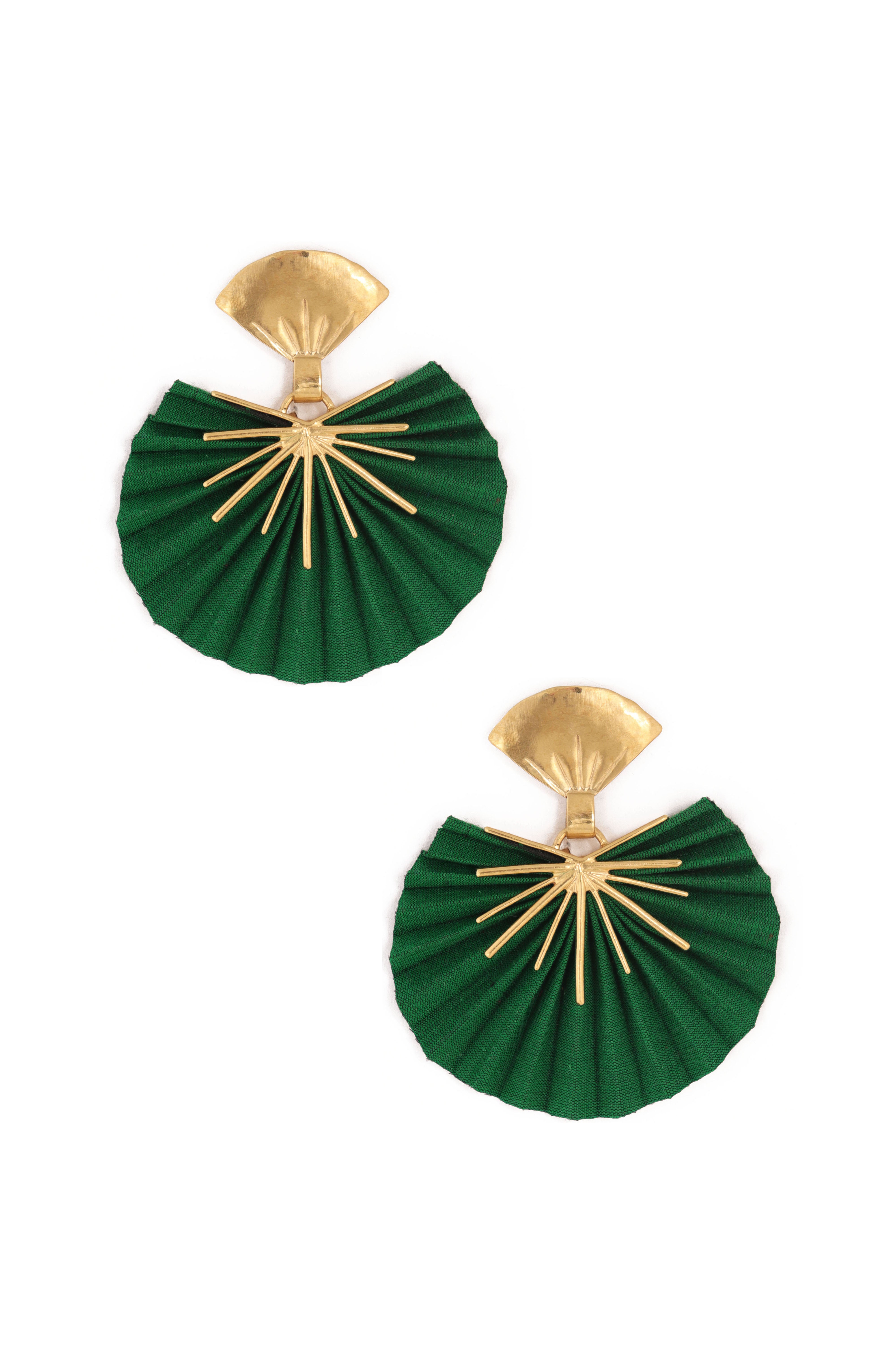 Sparkle Fan Earrings | Emerald Green
