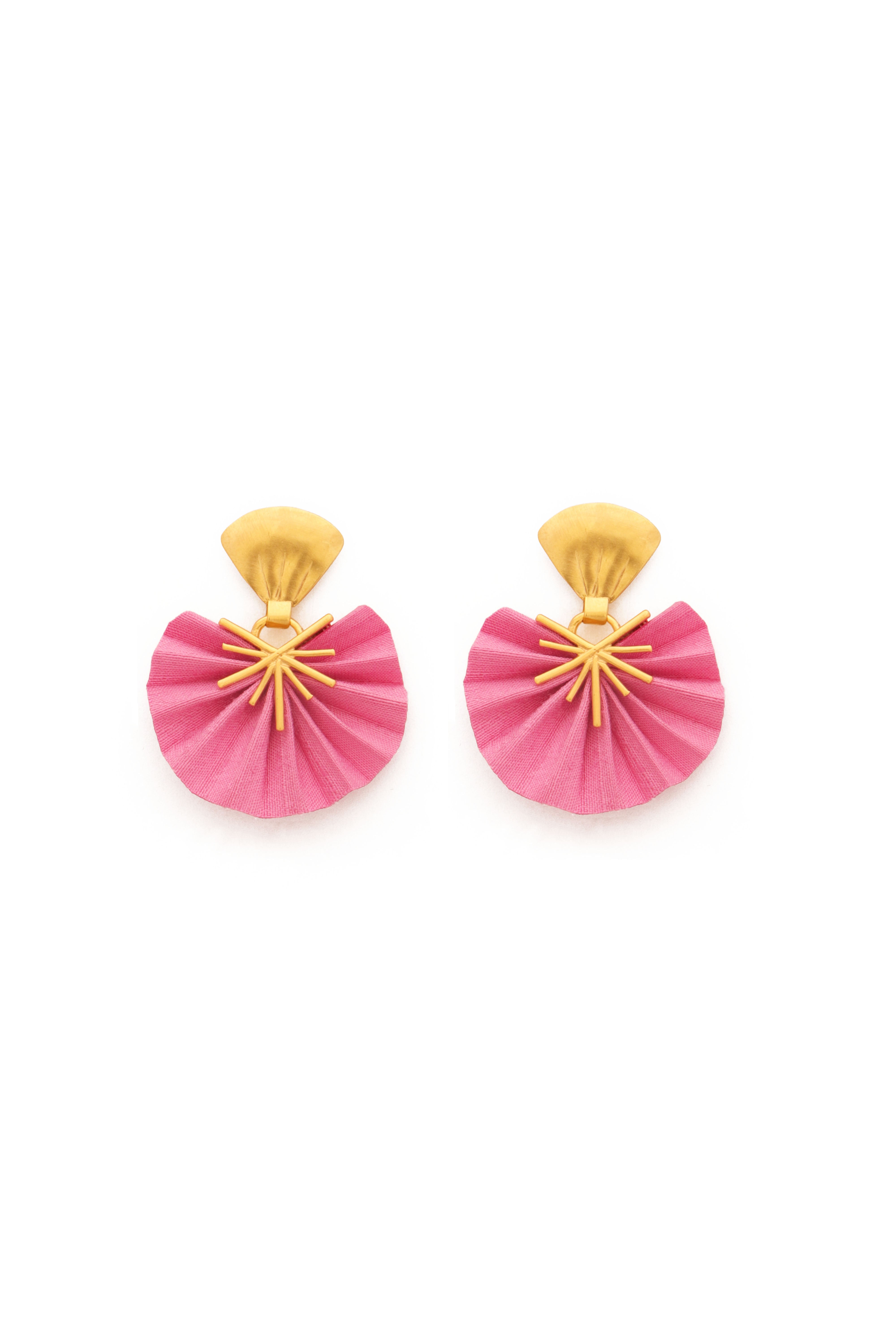 Mini Sparkle Fan Earrings | Pink