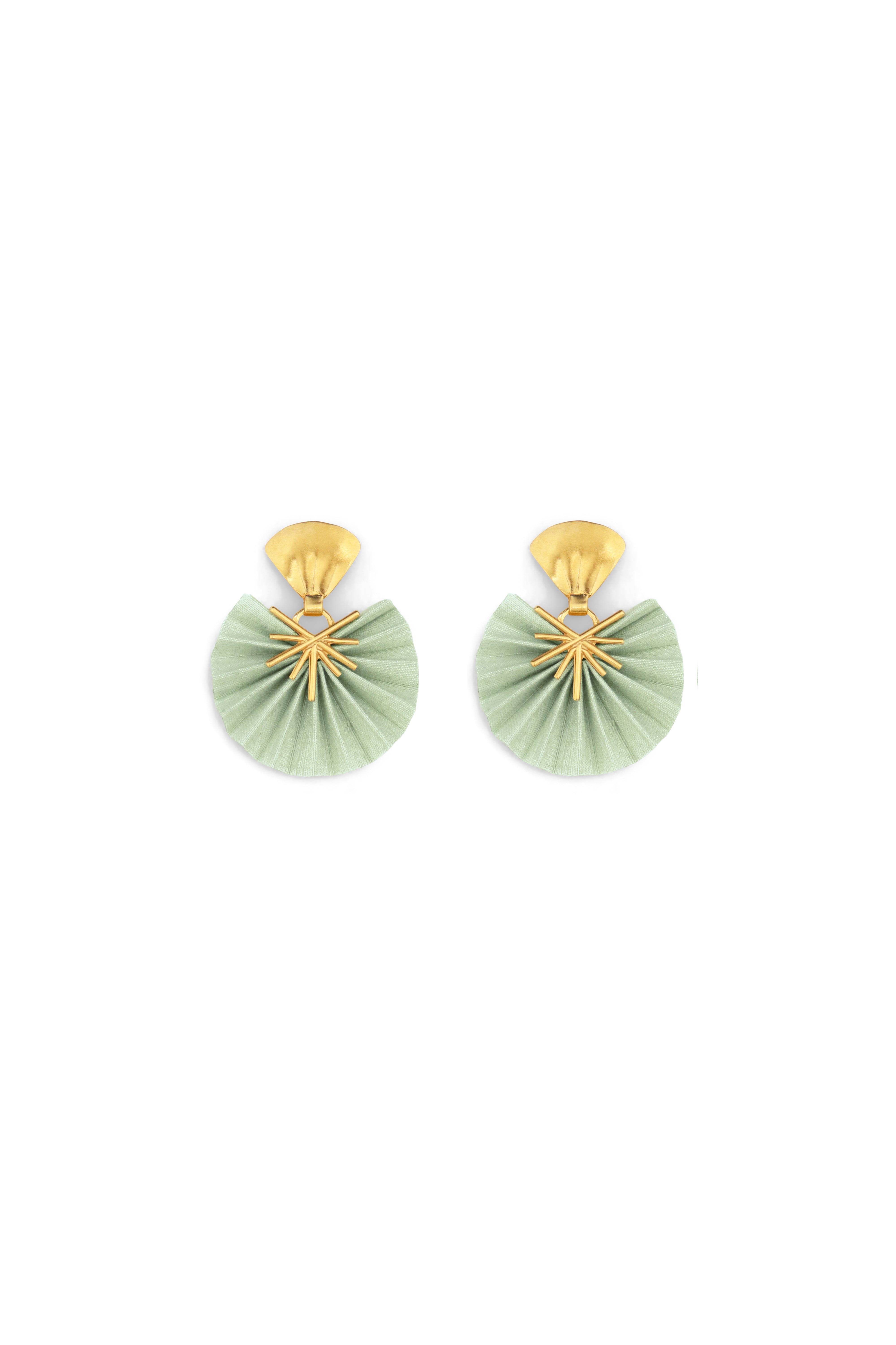 Mini Sparkle Fan Earrings | Pistachio