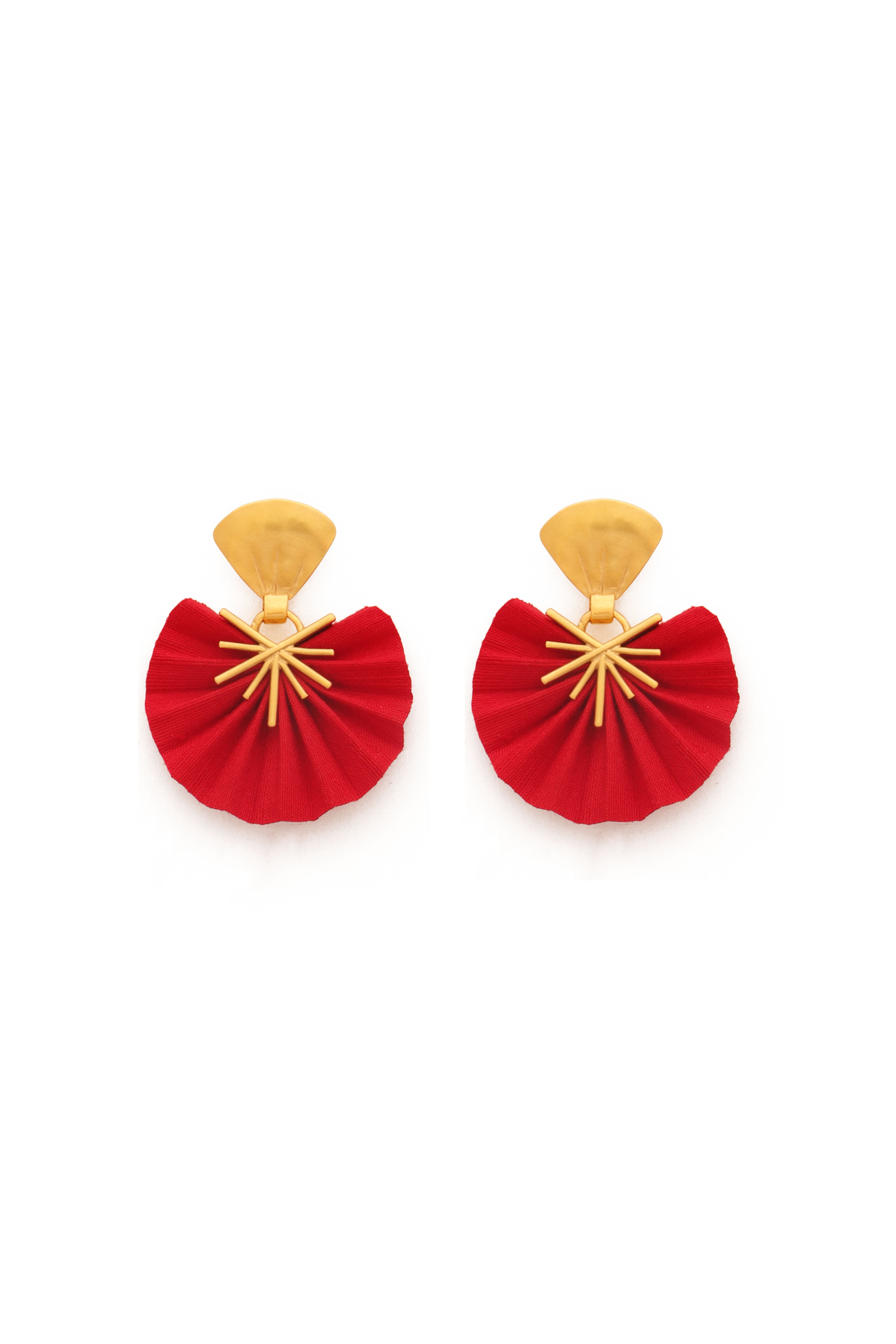 Mini Sparkle Fan Earrings | Red