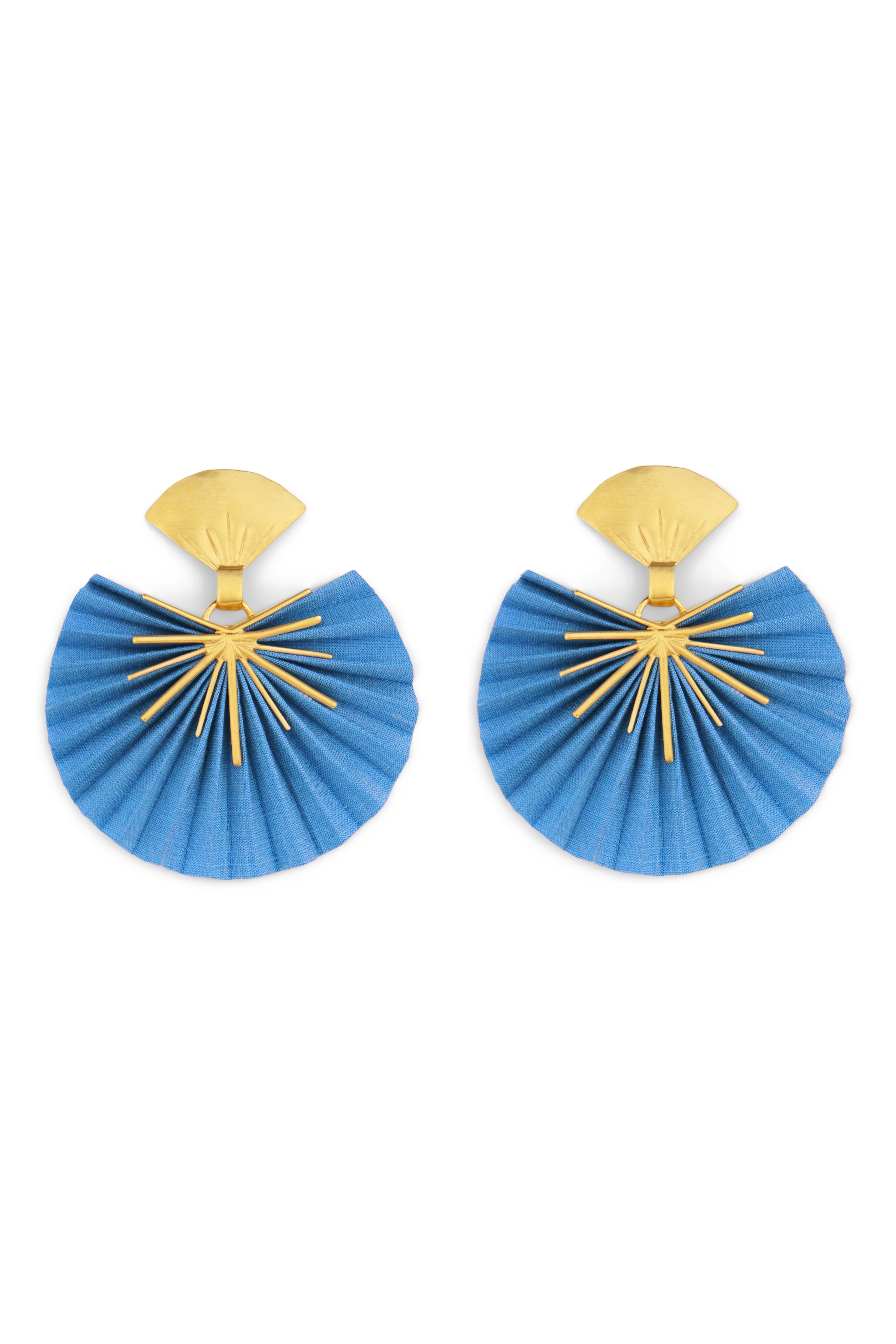 Sparkle Fan Earrings | Sky Blue
