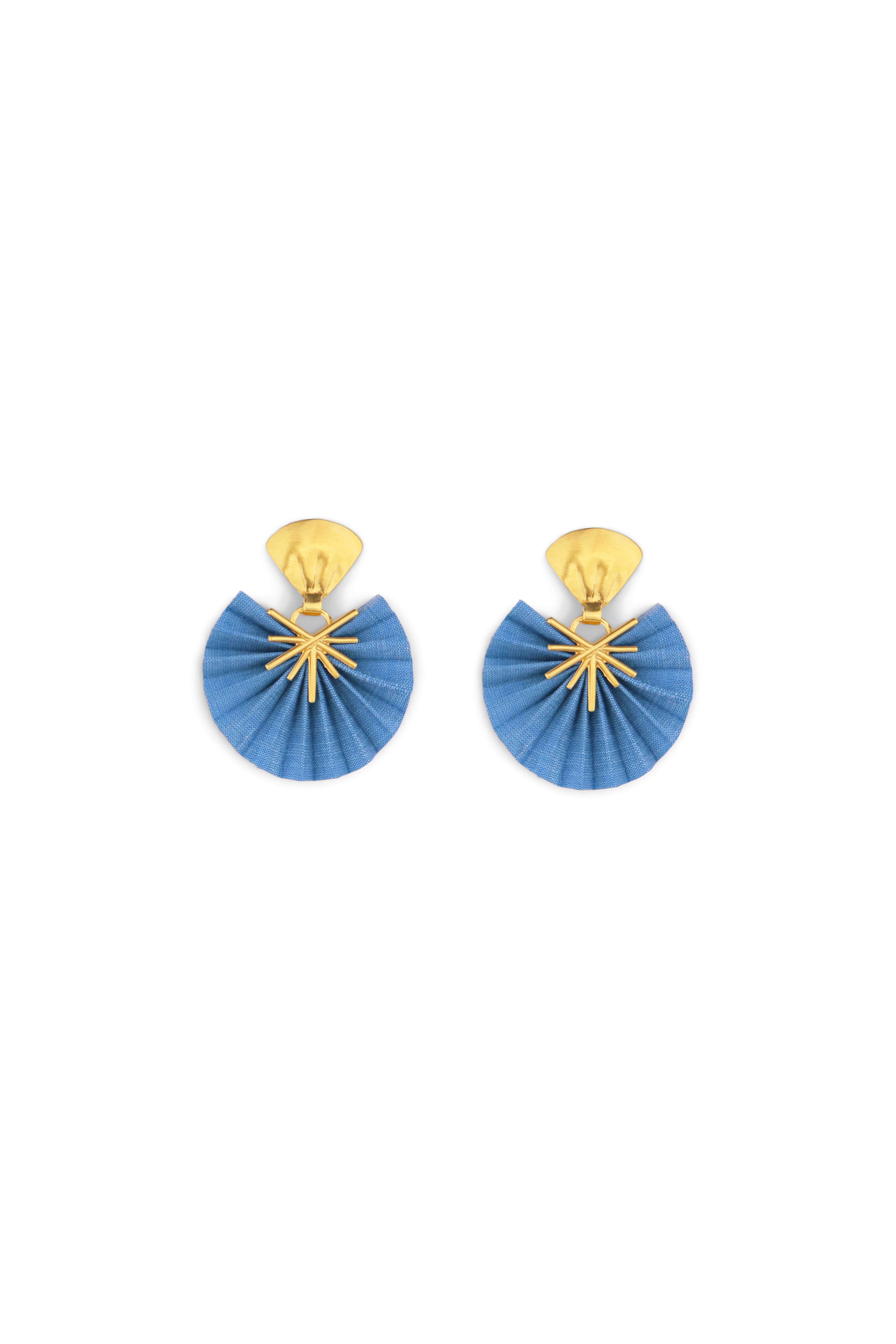 Mini Sparkle Fan Earrings | Sky Blue