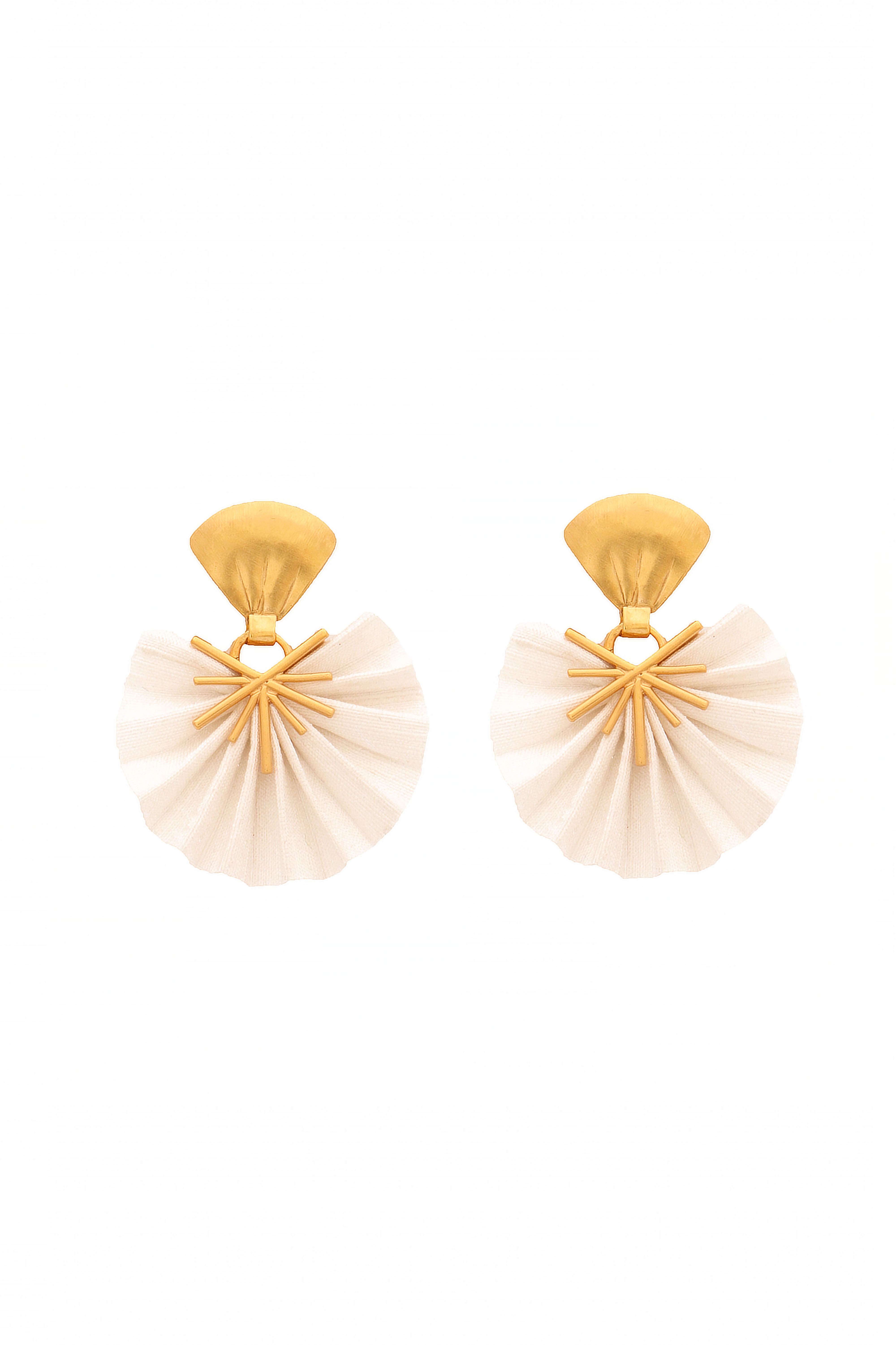 Mini Sparkle Fan Earrings | White