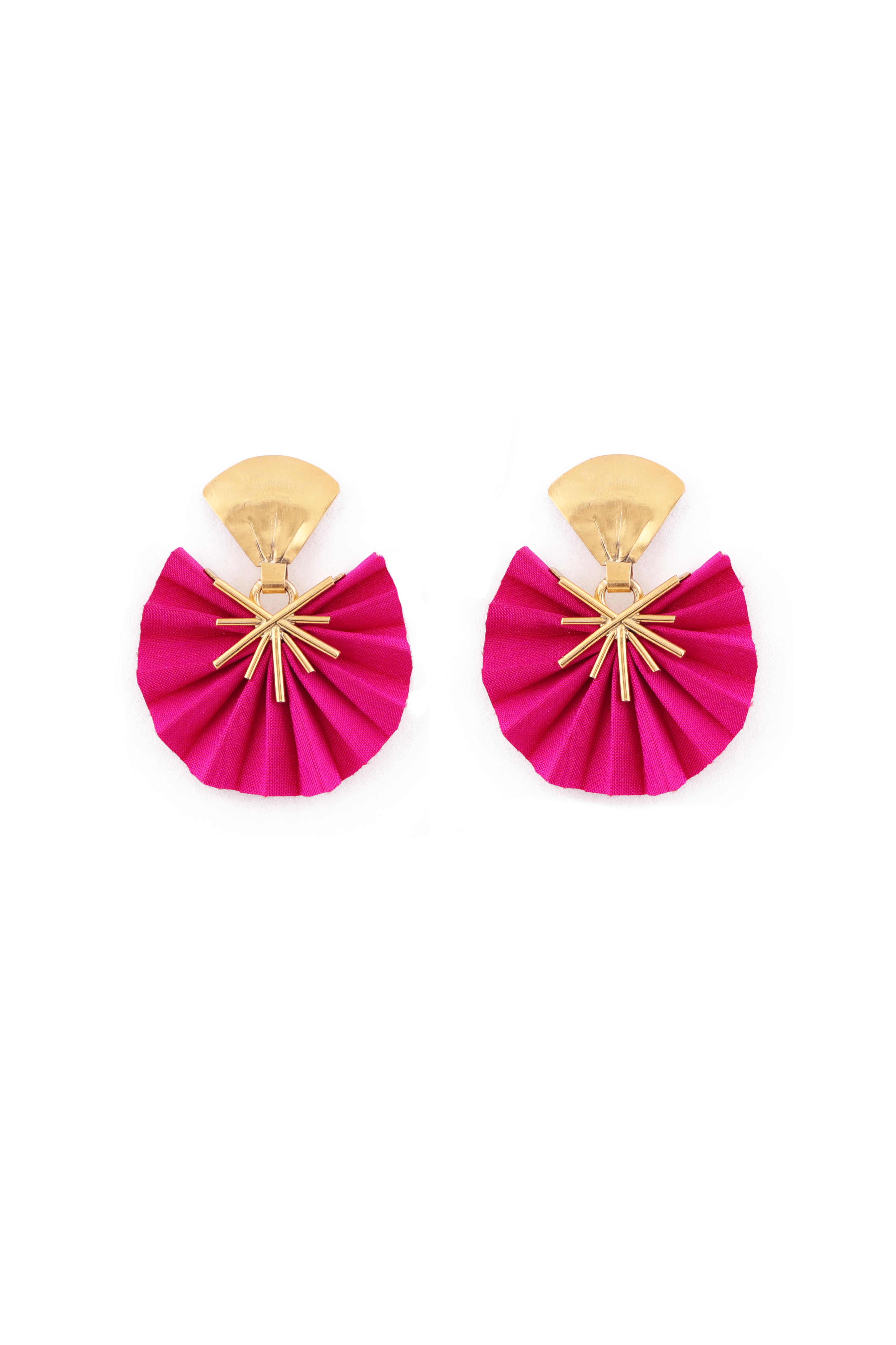 Mini Sparkle Fan Earrings | Fuchsia