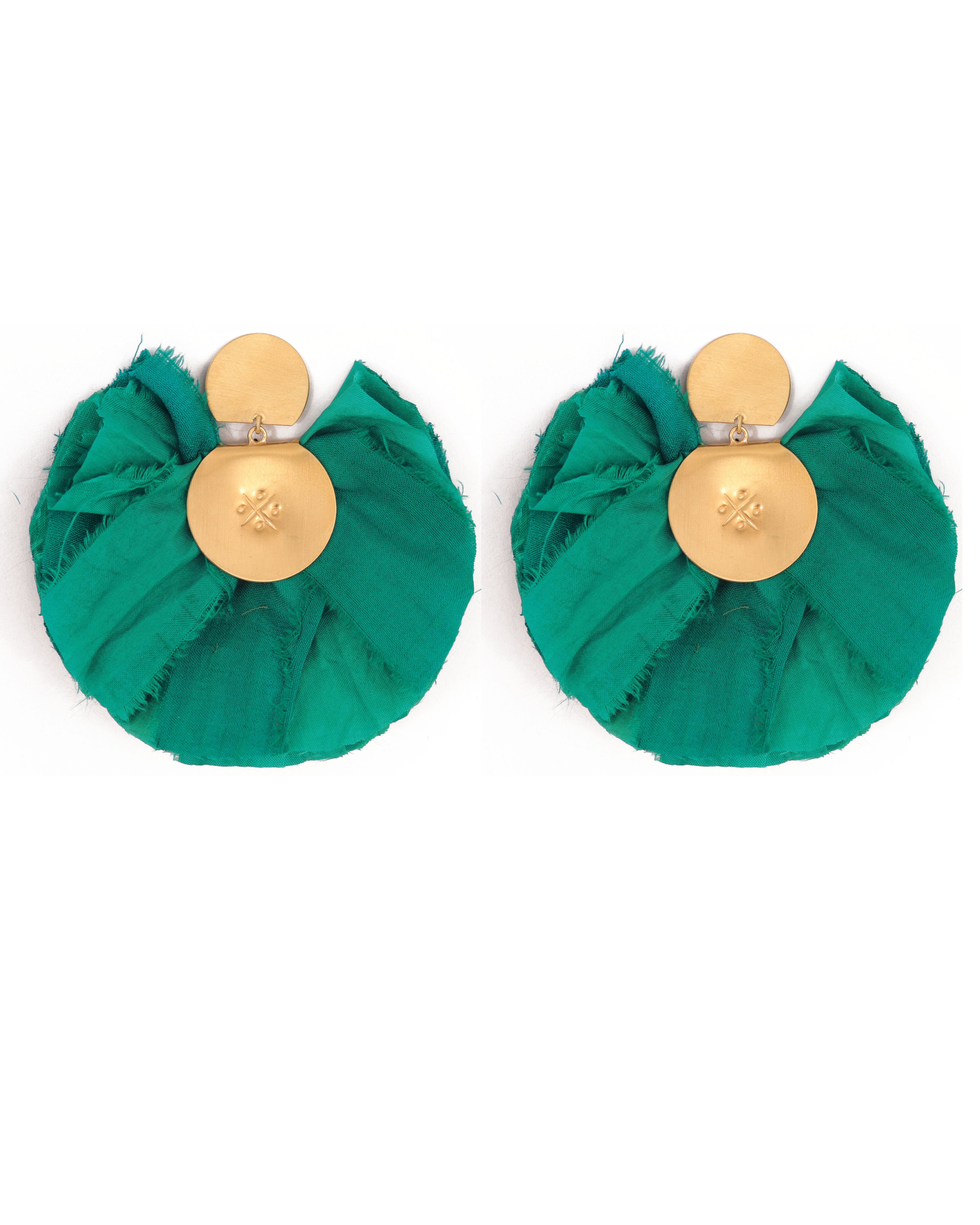 Silk Fan Earrings | Emerald Green