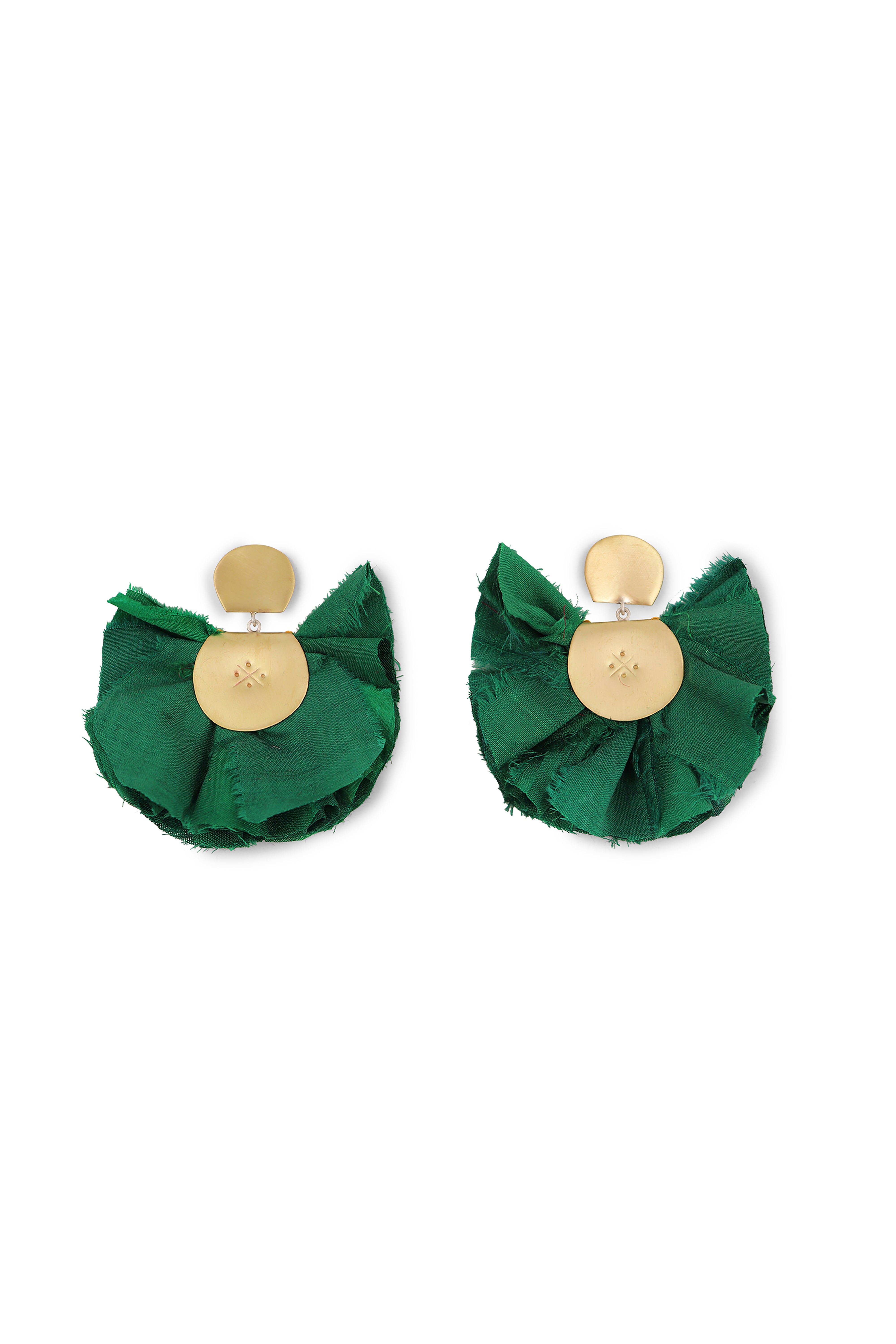 Silk Fan Earrings | Green