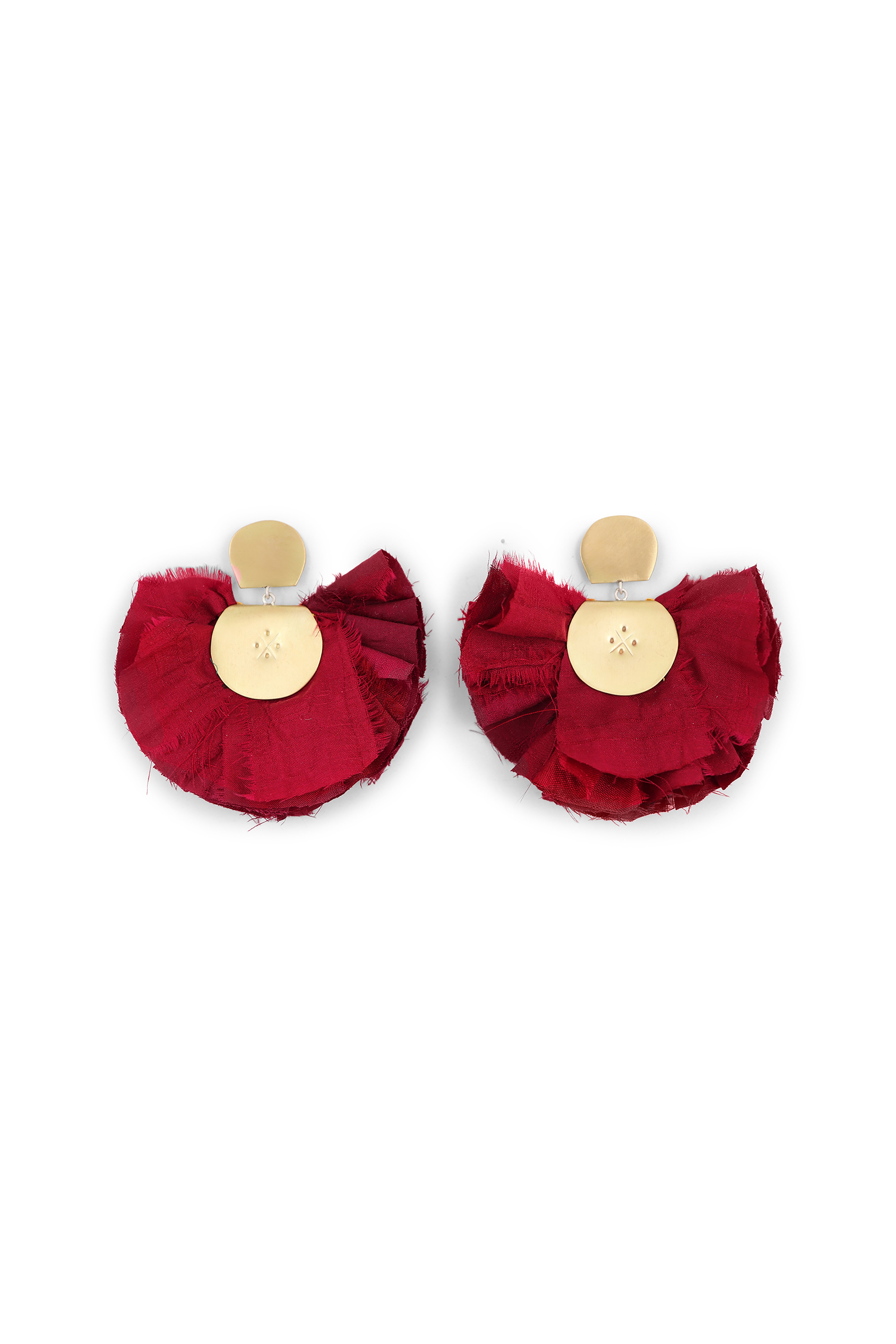 Silk Fan Earrings | Red