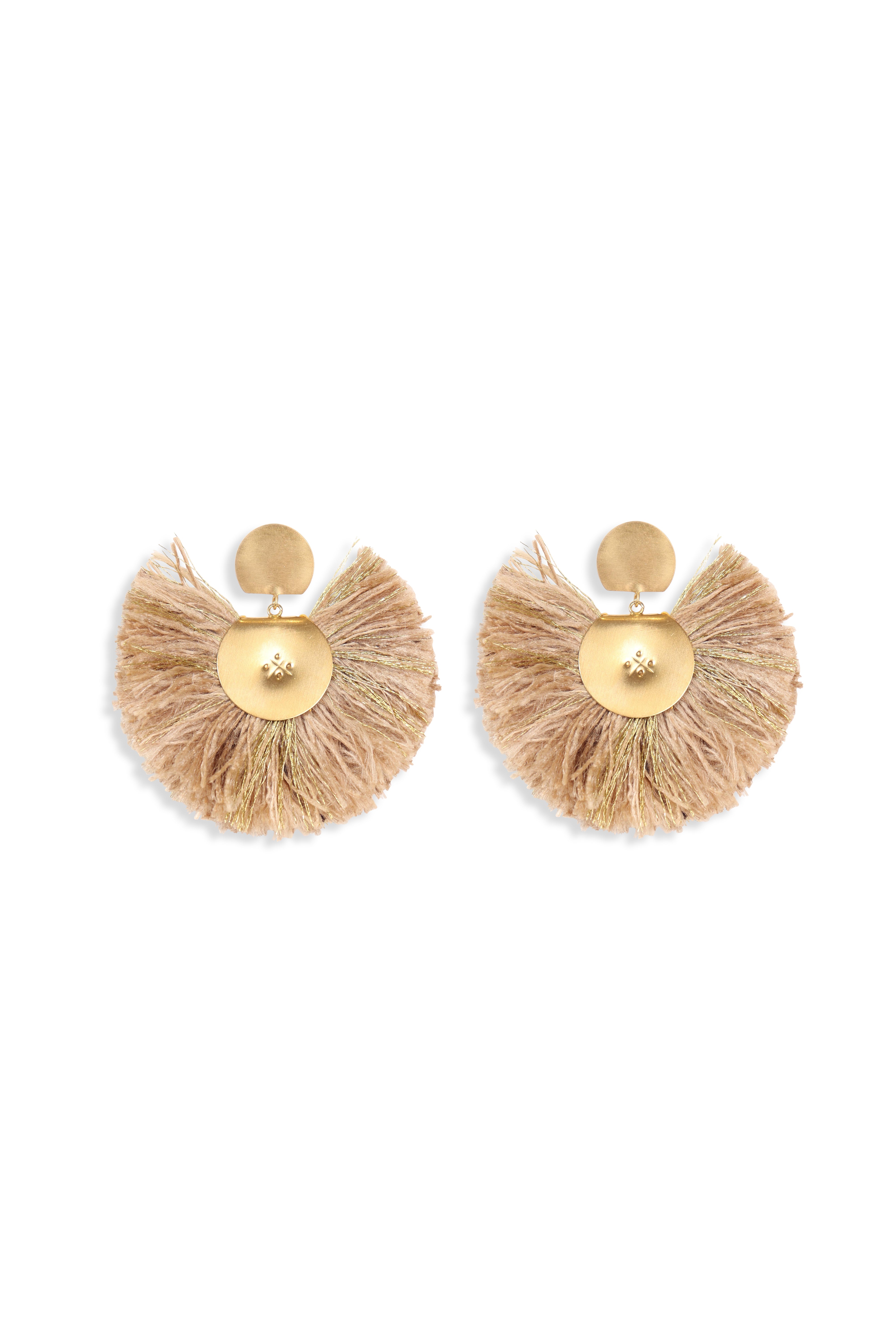 Golden Silk Fan Earrings