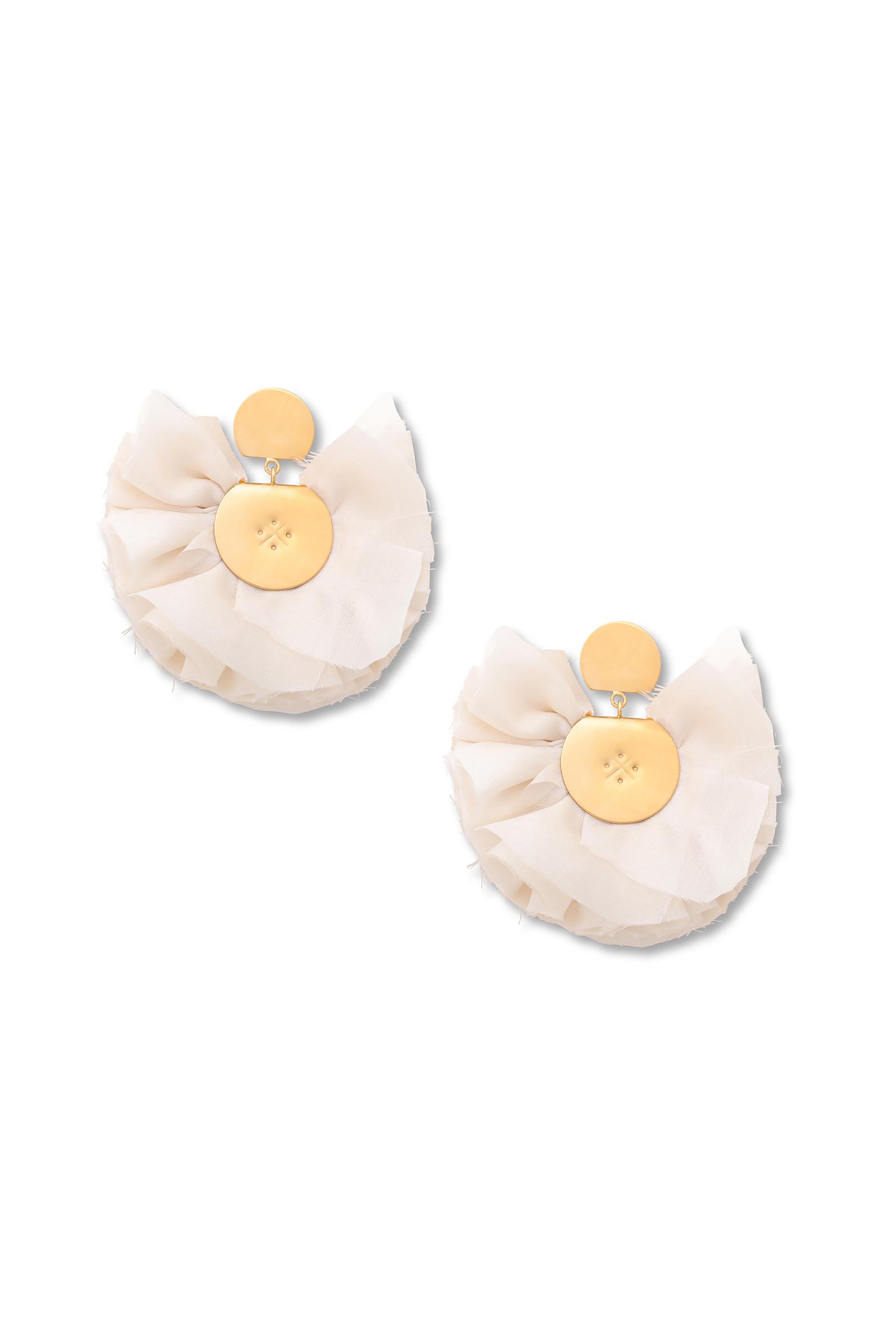 Silk Fan Earrings | White