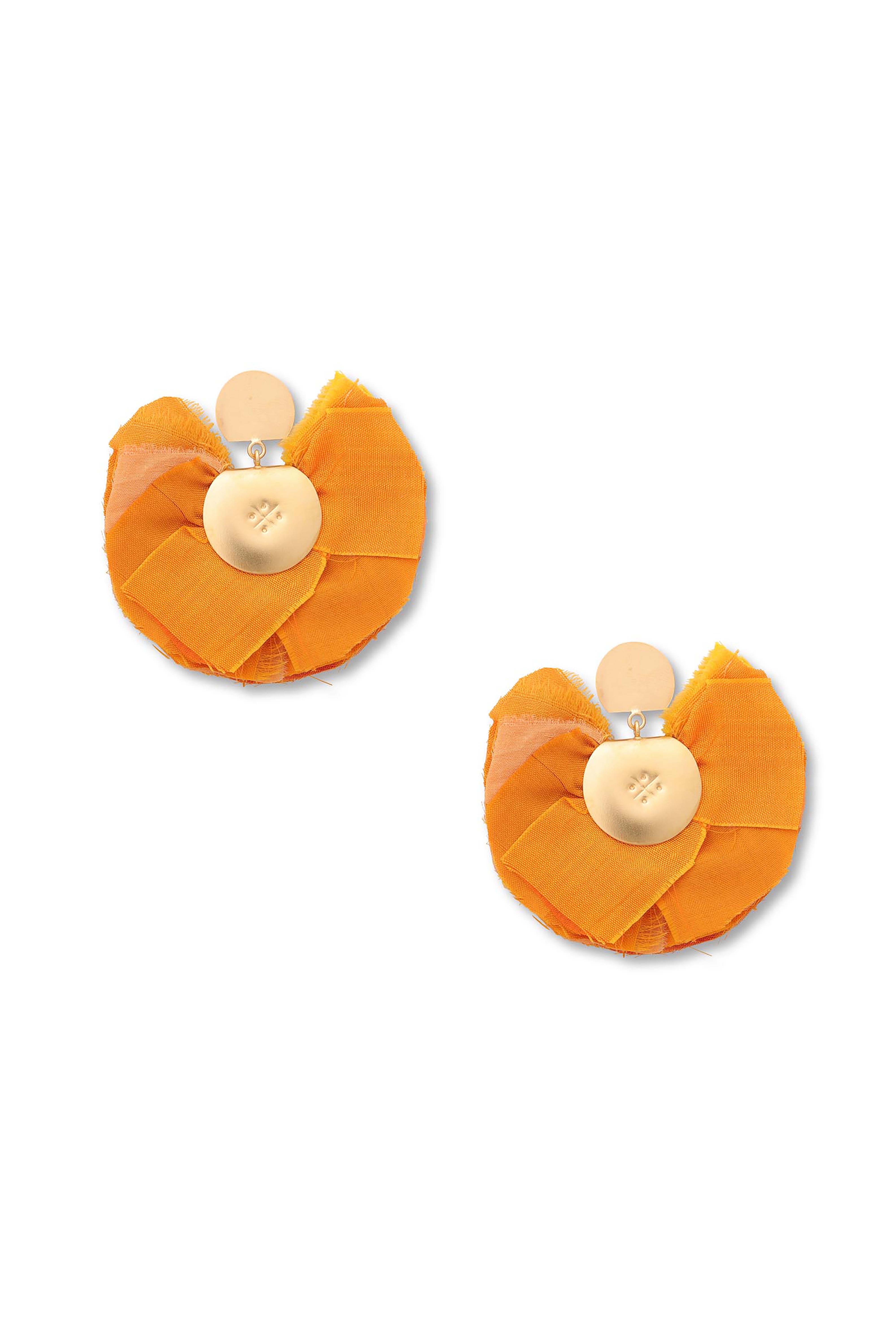 Silk Fan Earrings | Orange