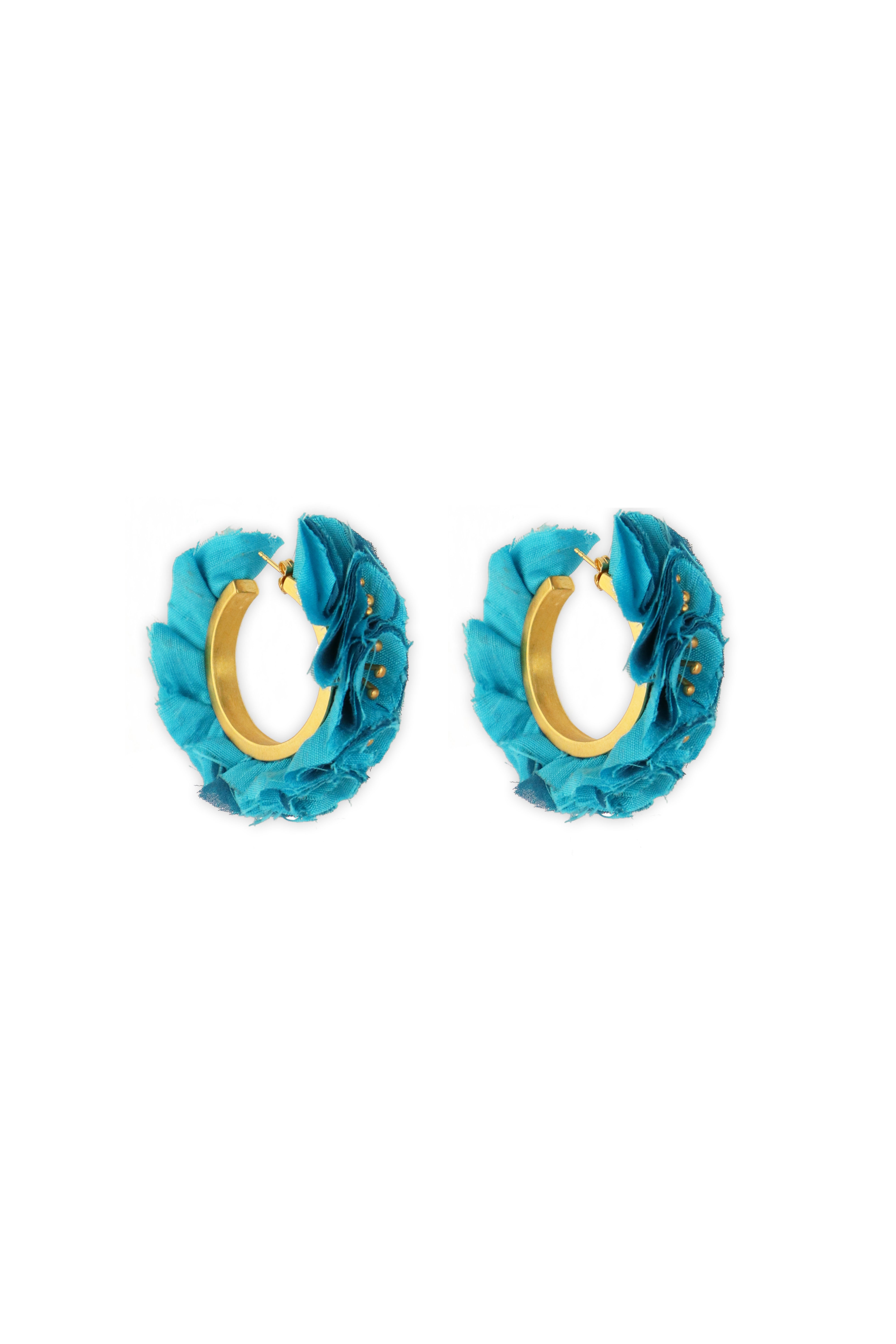 Big Bougainvillea Hoops | Turquoise
