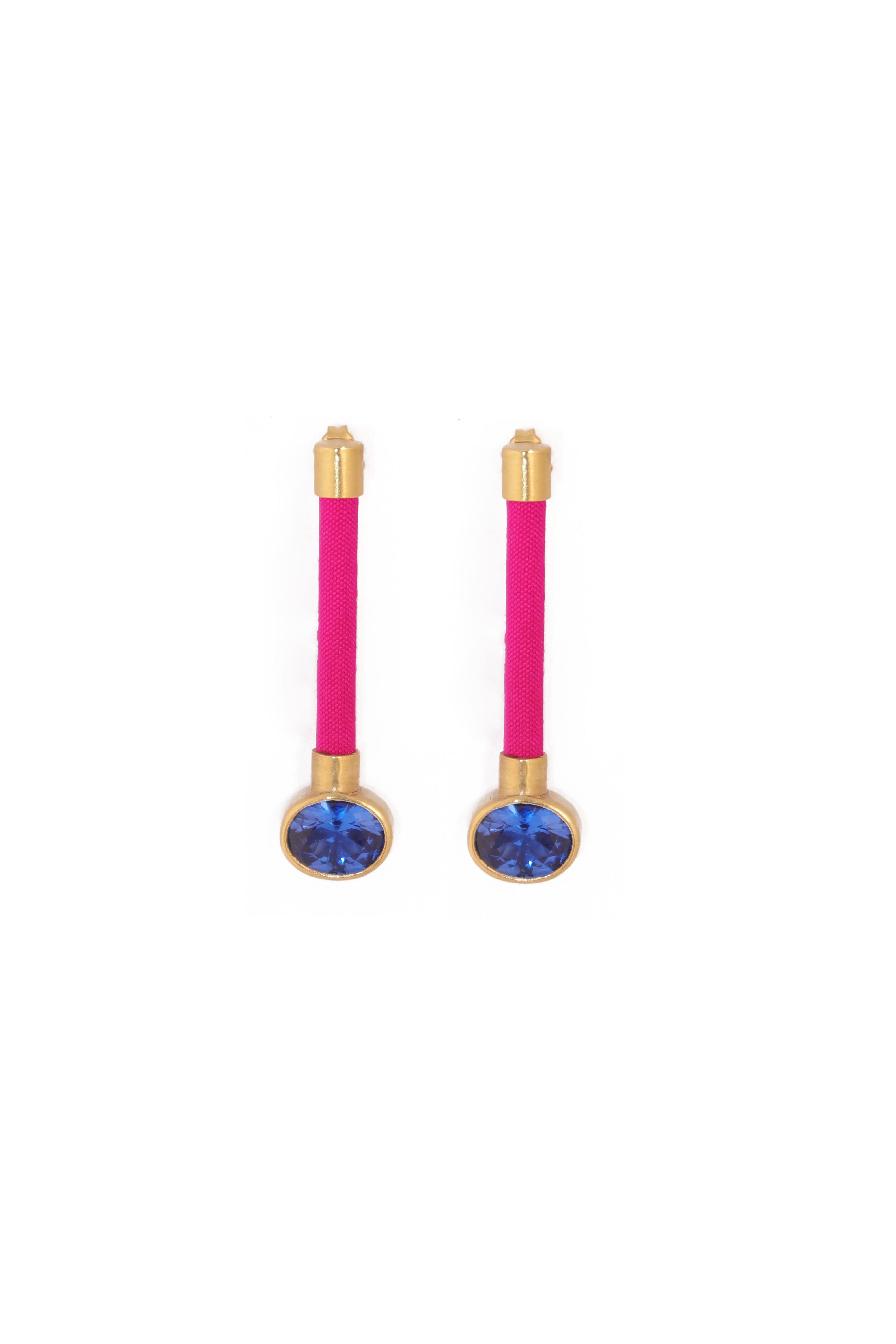 Silky Baguette Earrings | Blue & Fuchsia