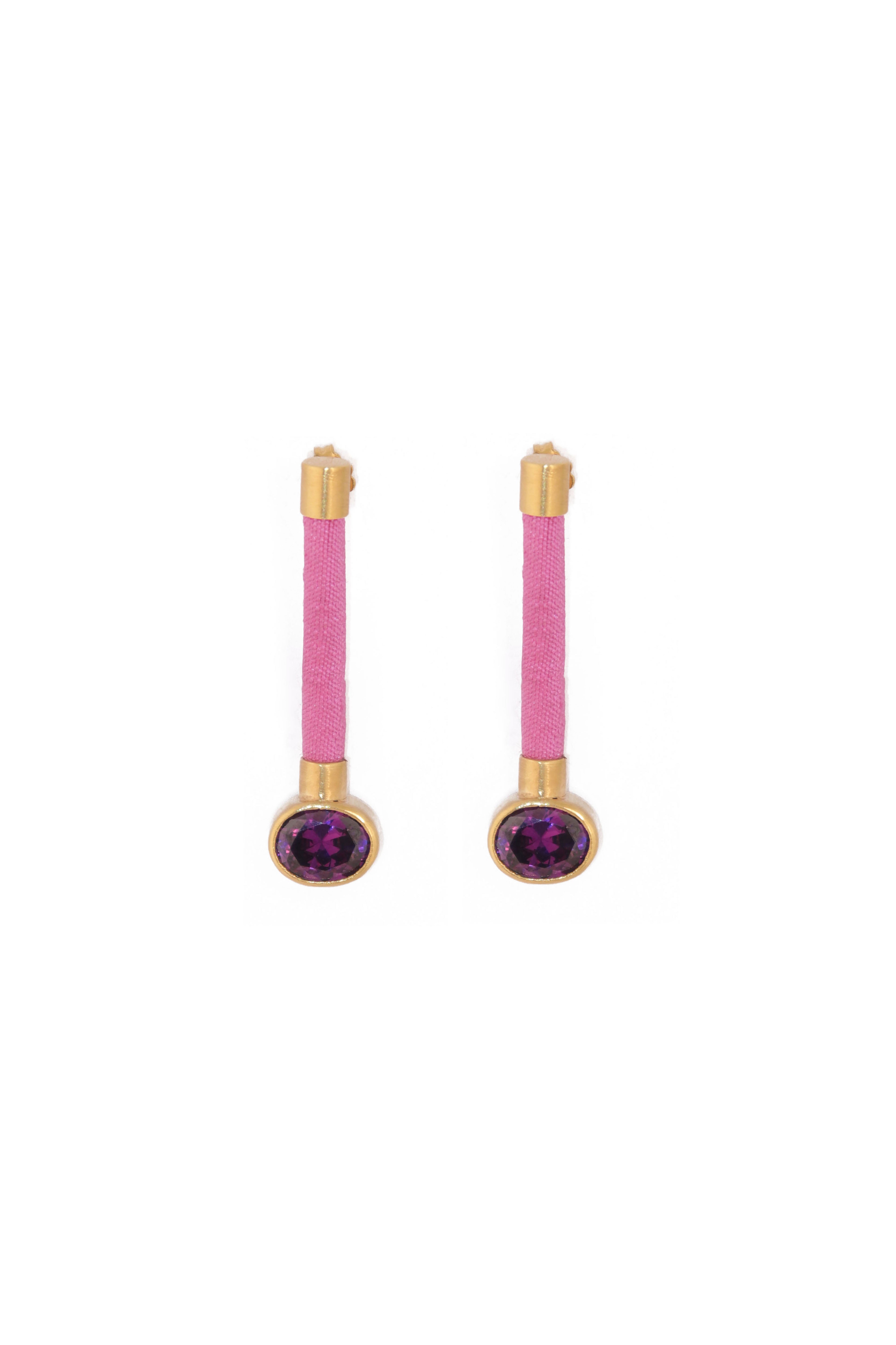 Silky Baguette Earrings | Pink & Purple