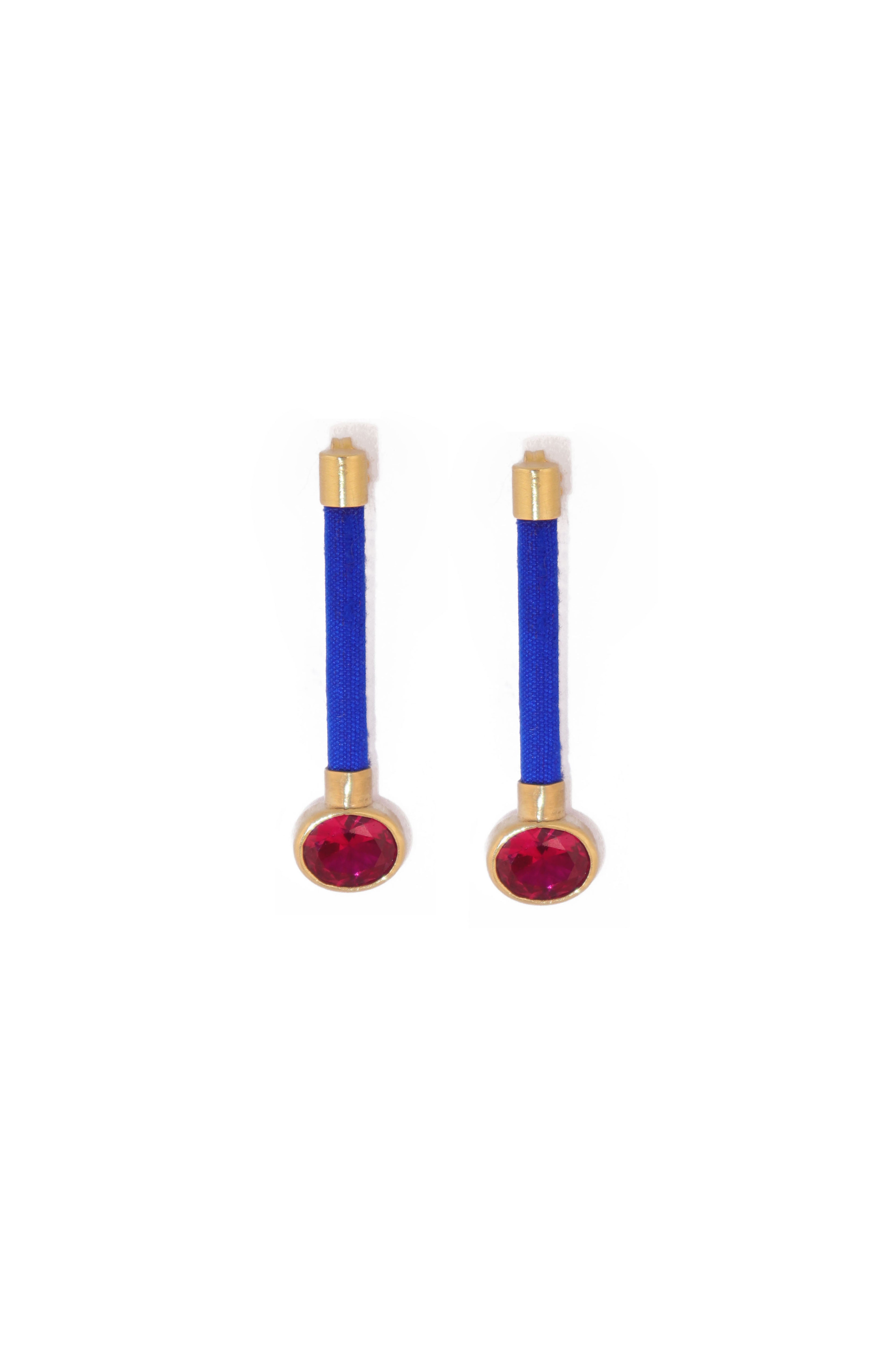 Silky Baguette Earrings | Blue & Red