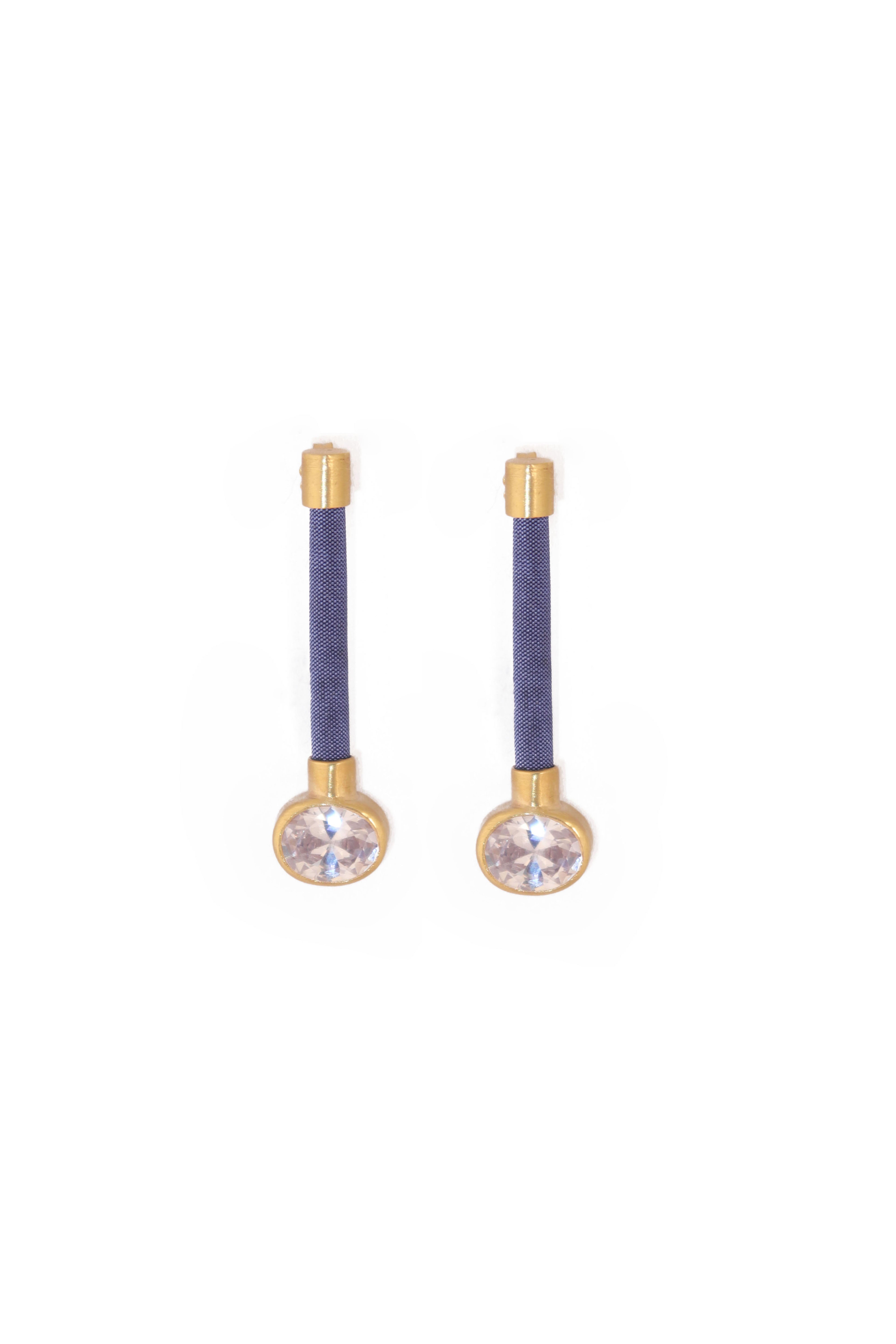 Silky Baguette Earrings | Grey & White