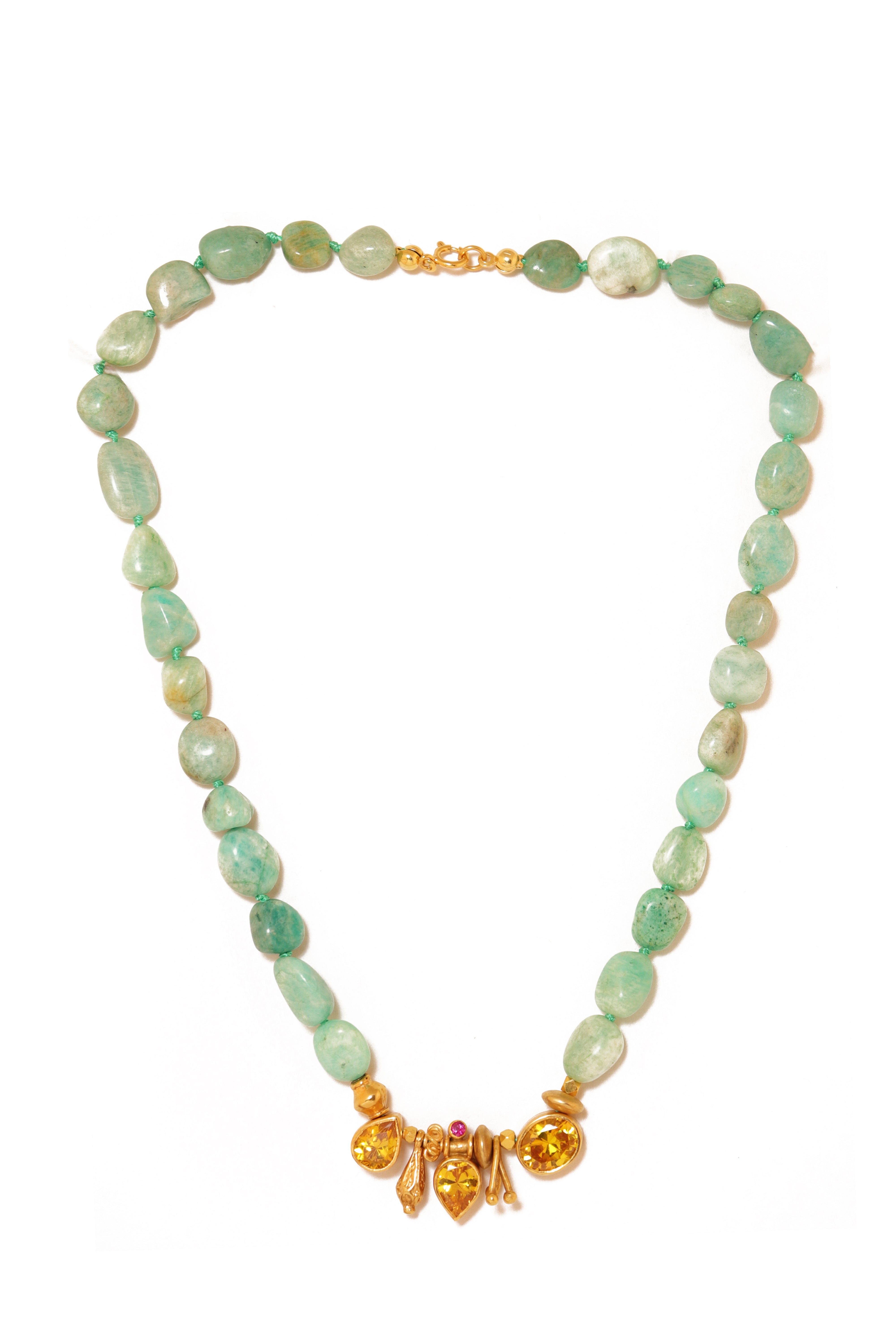 Knotty Necklace | Green & Yellow