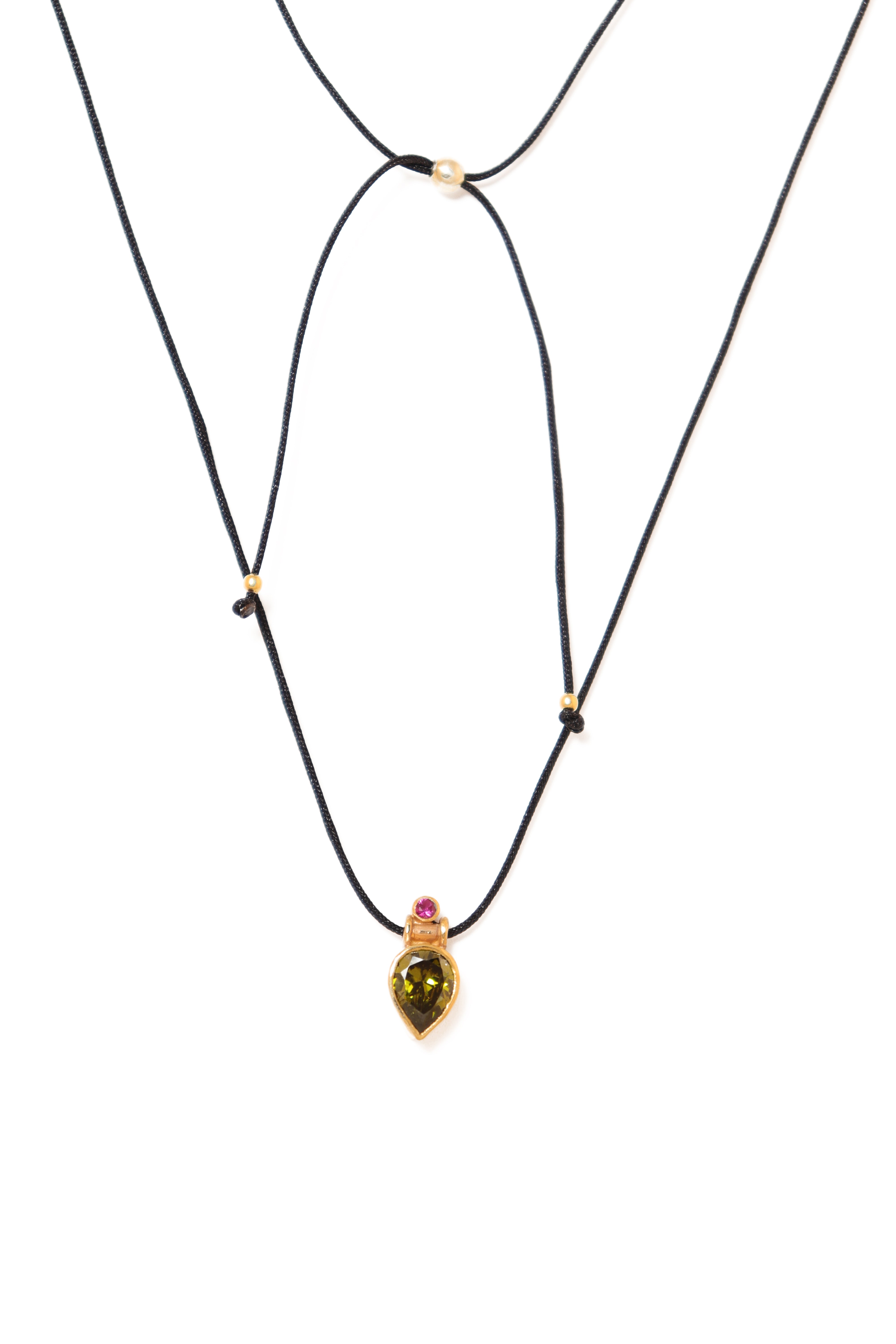 Falling Drops Necklace | Olive Green