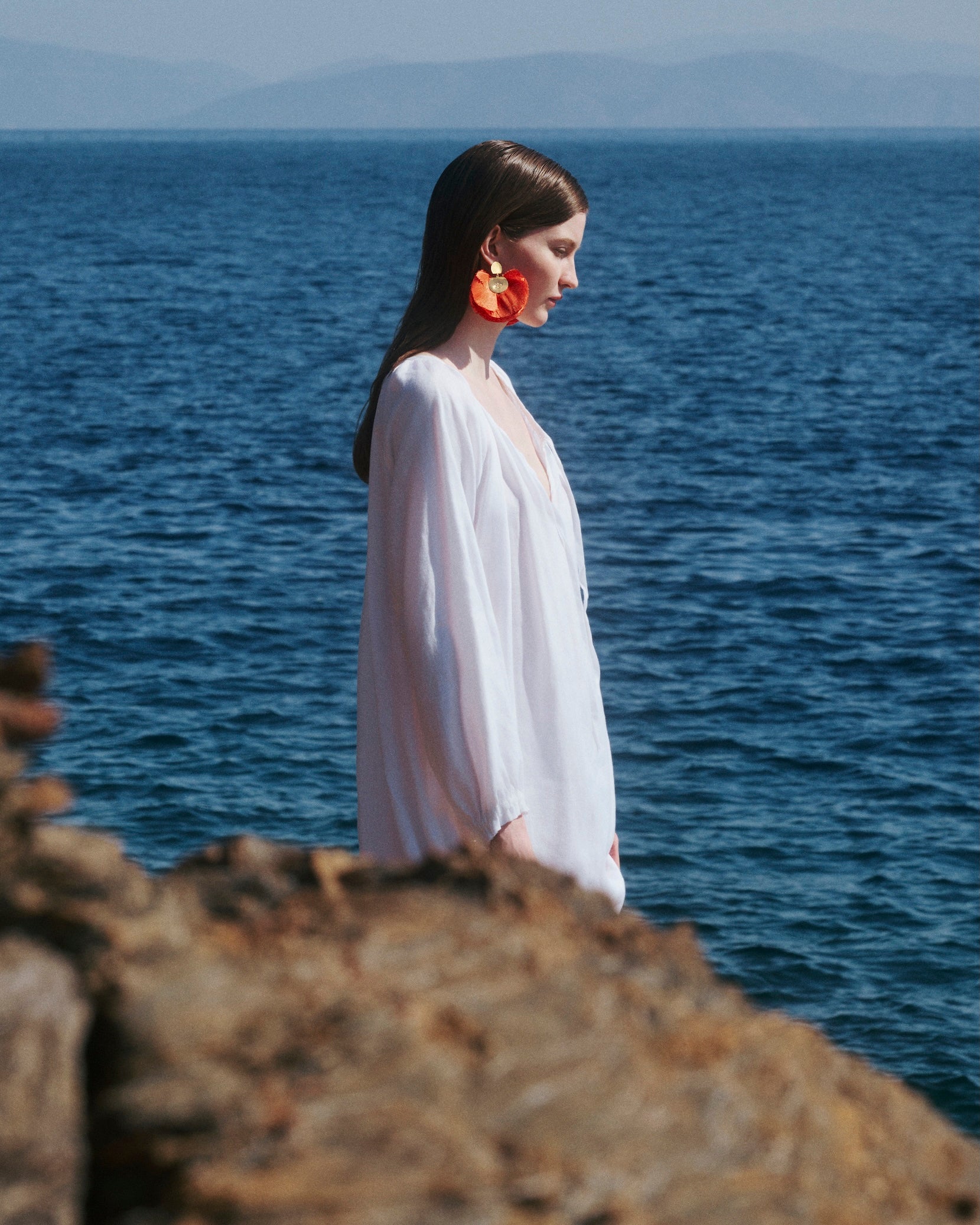 Silk Fan Earrings | Orange