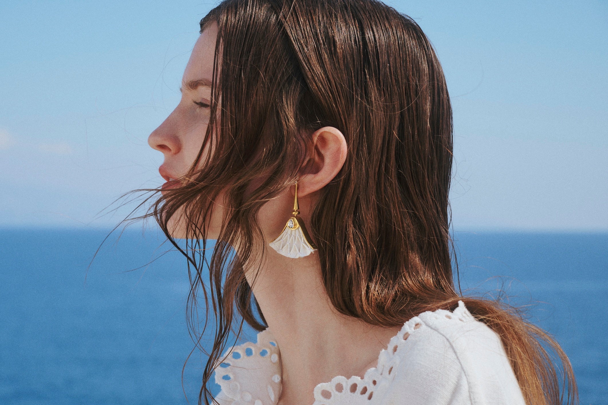 Lotus Earrings | White