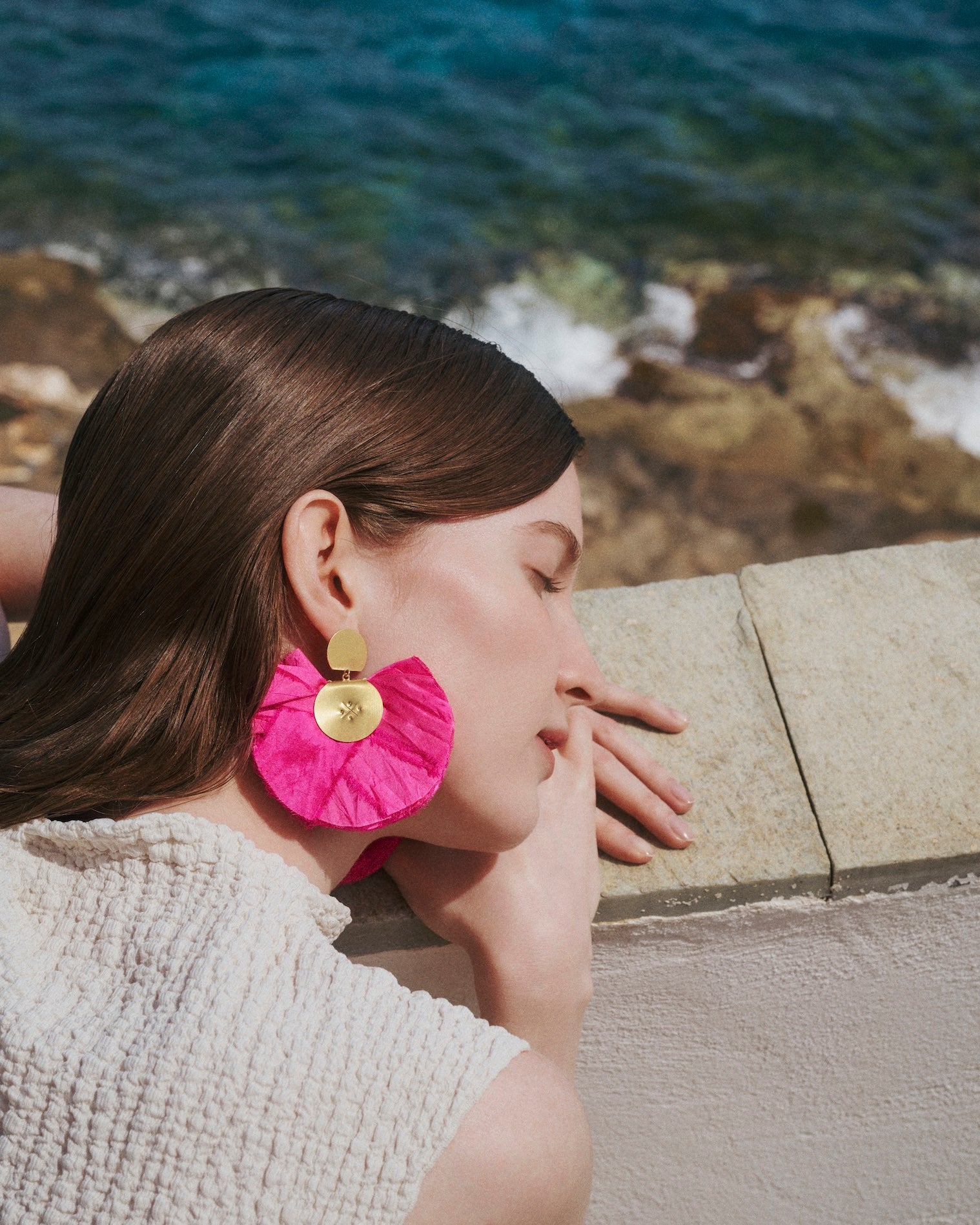 Silk Fan Earrings | Fuchsia