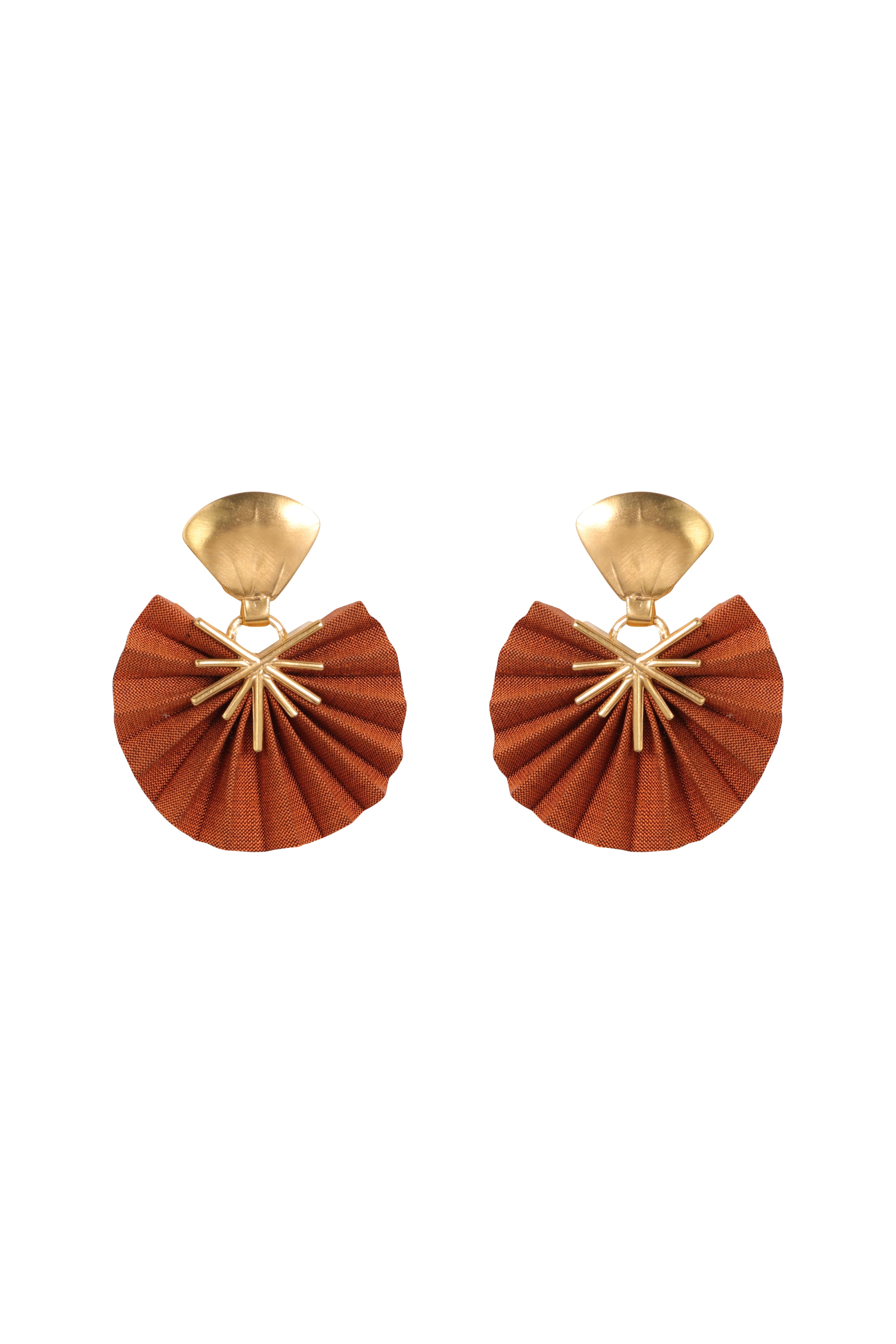 Mini Sparkle Fan Earrings | Burnt Orange