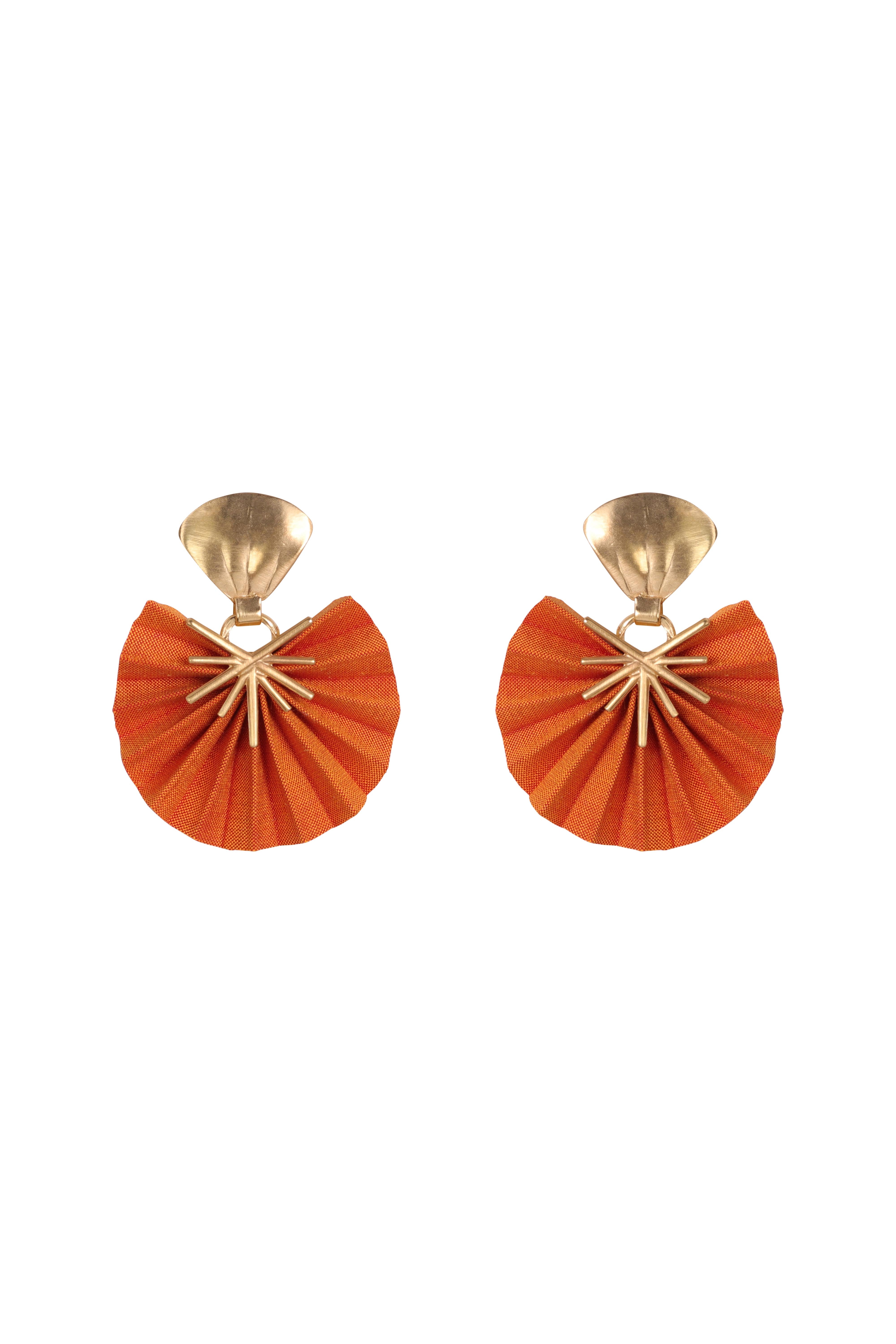 Mini Sparkle Fan Earrings | Light Orange