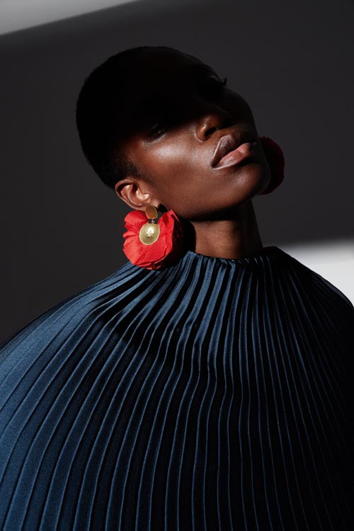 Silk Fan Earrings | Red