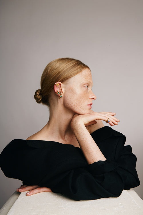 Double Shine Ear Cuff | Green & Blue