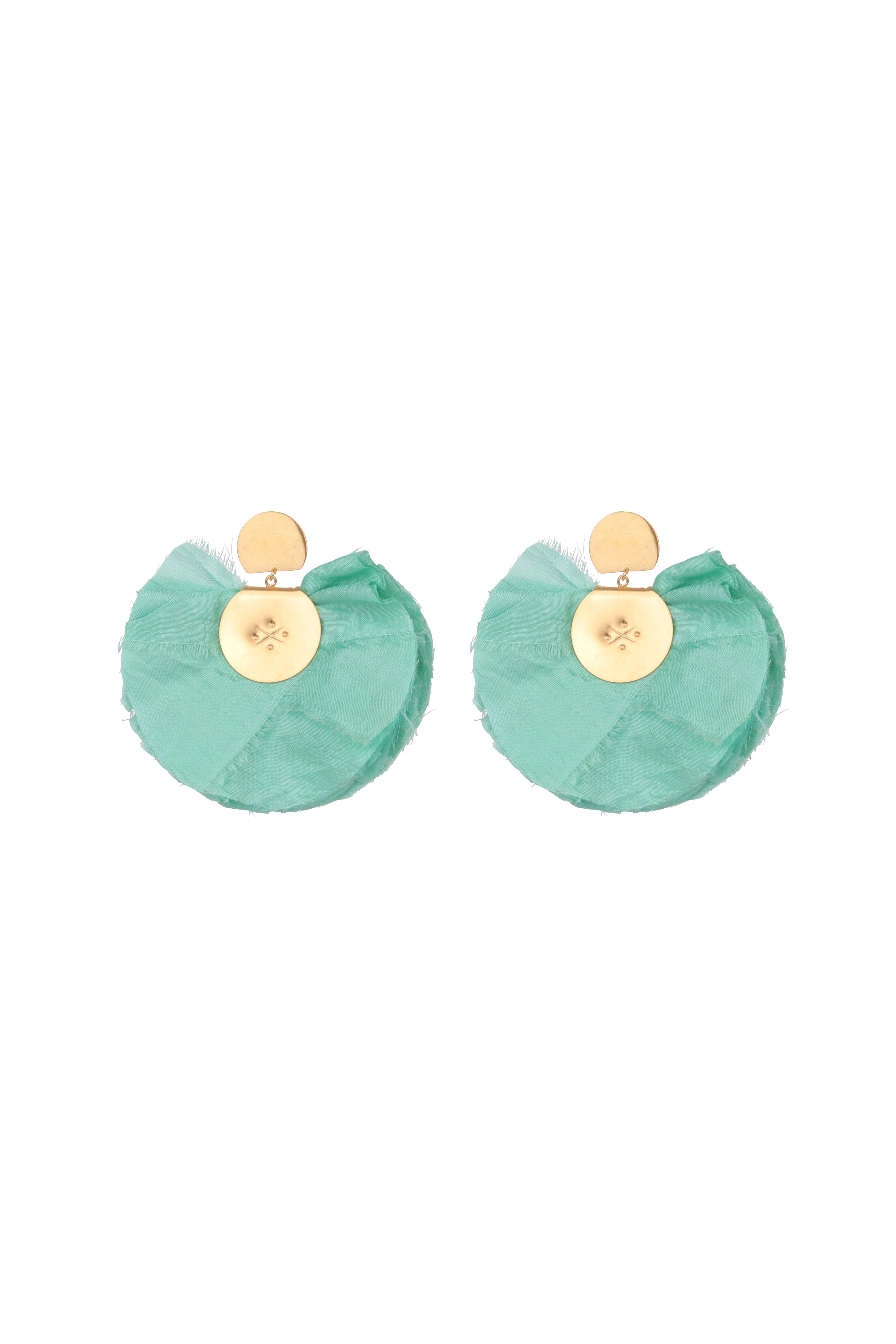 Silk Fan Earrings | Aqua