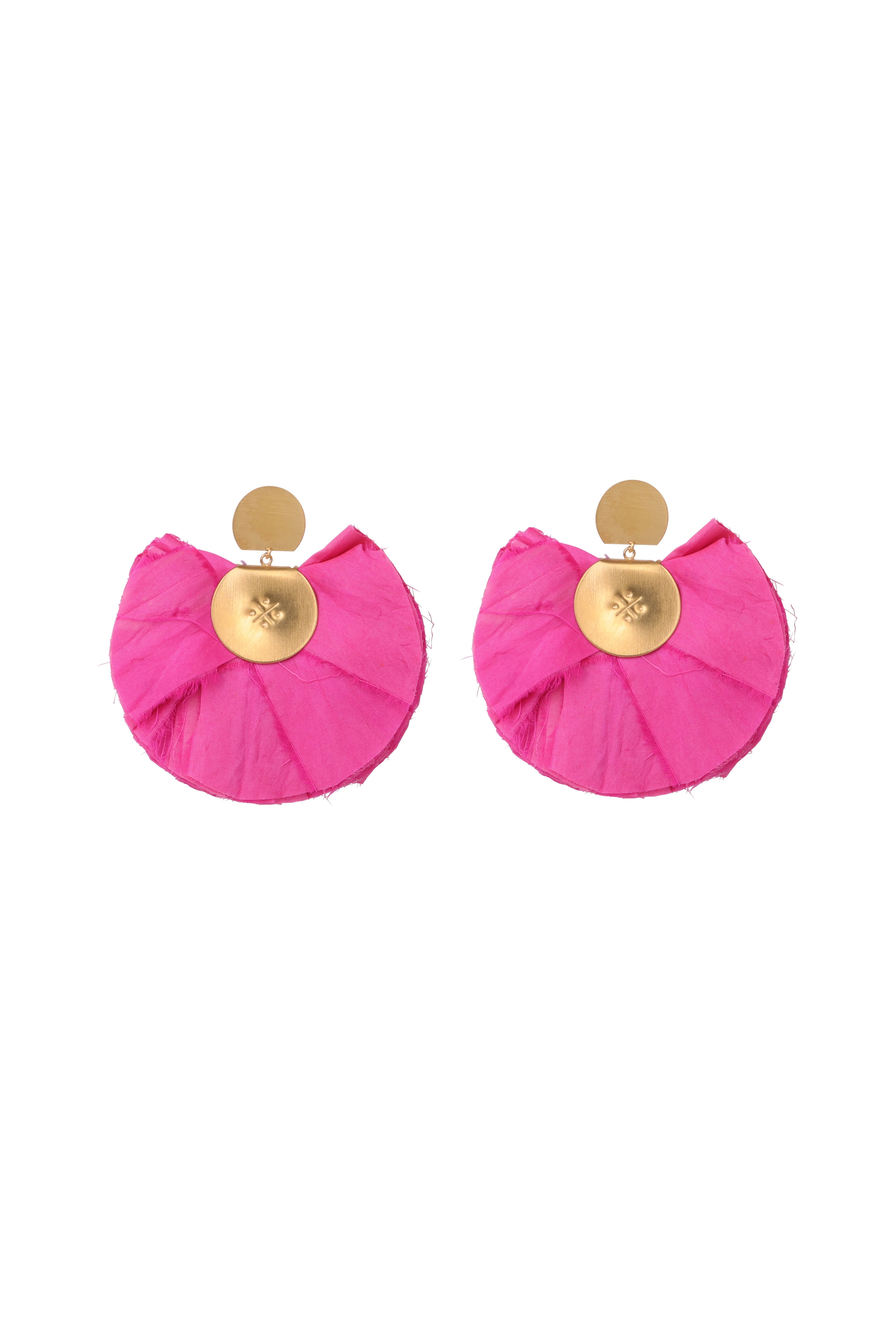 Silk Fan Earrings | Fuchsia