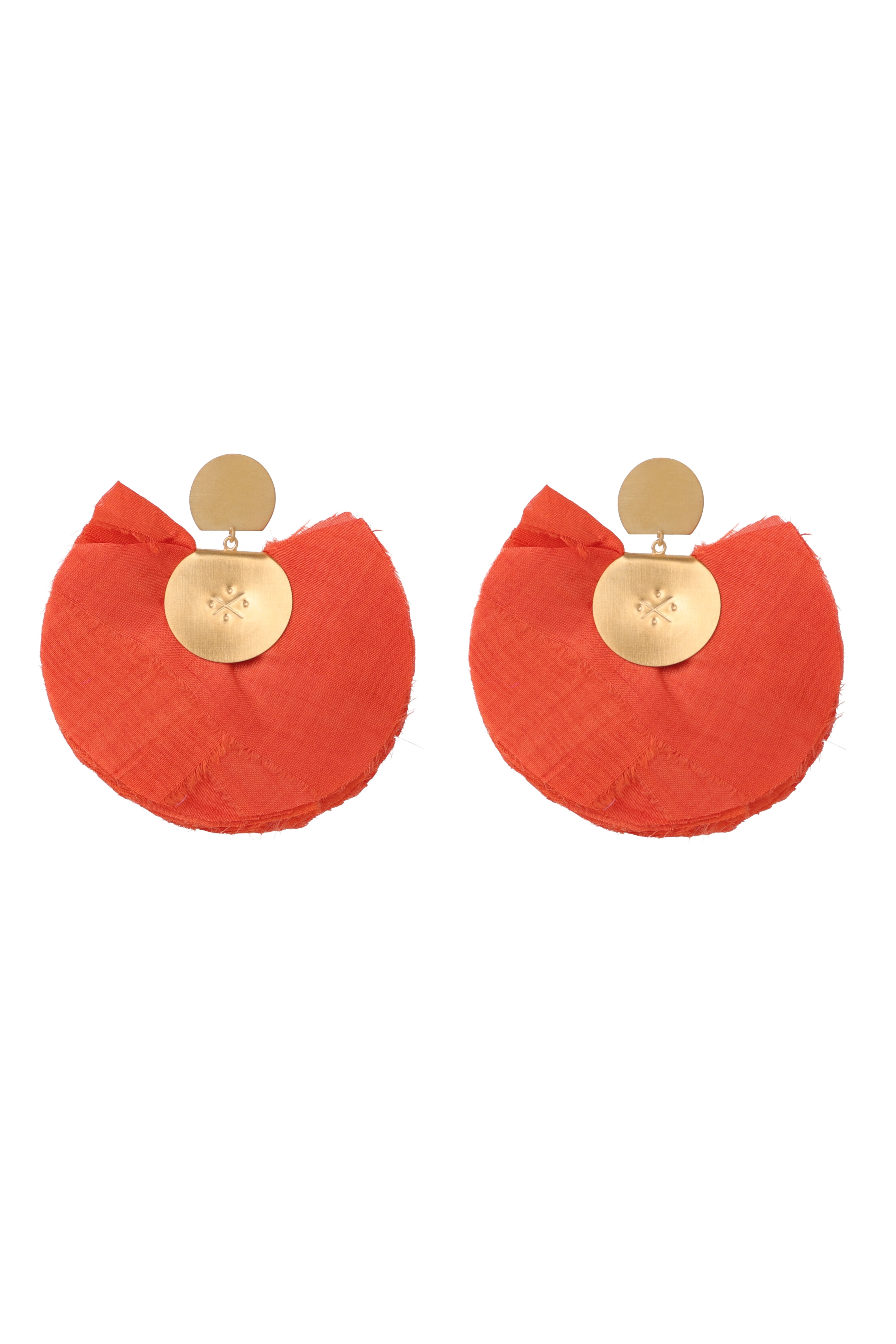 Silk Fan Earrings | Orange