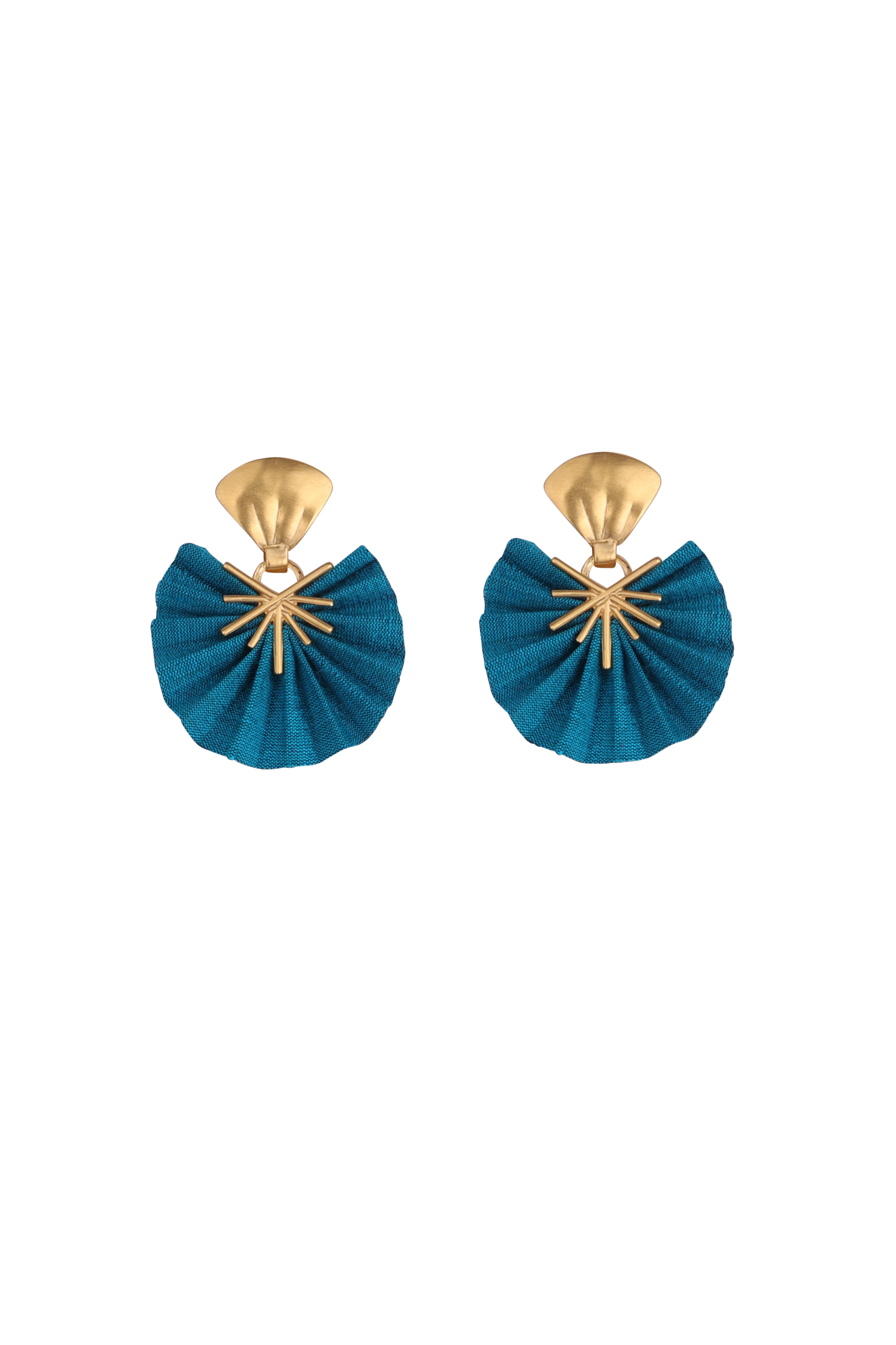Mini Sparkle Fan Earrings | Cobalt Blue
