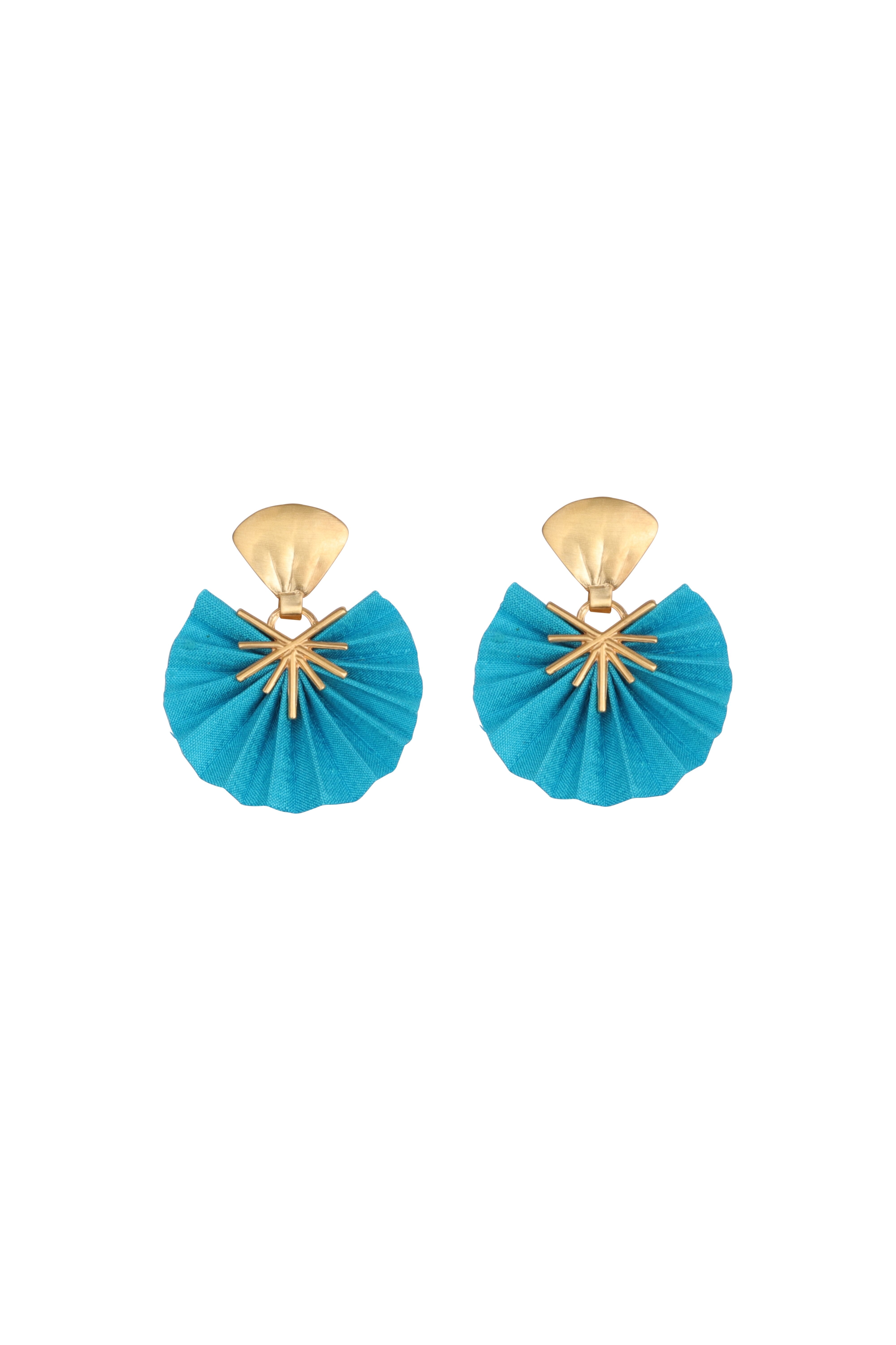 Mini Sparkle Fan Earrings | Turquoise