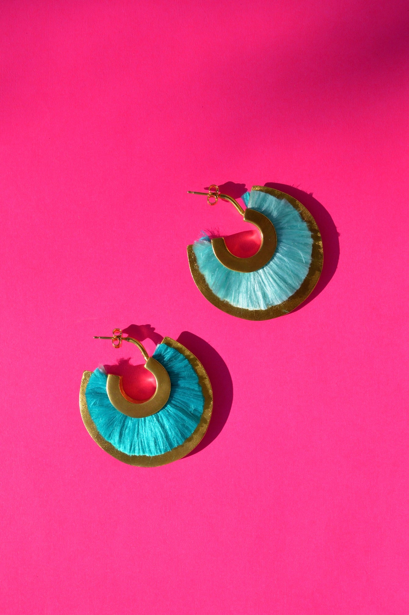 Double Face Silky Hoops | Turquoise - Aqua
