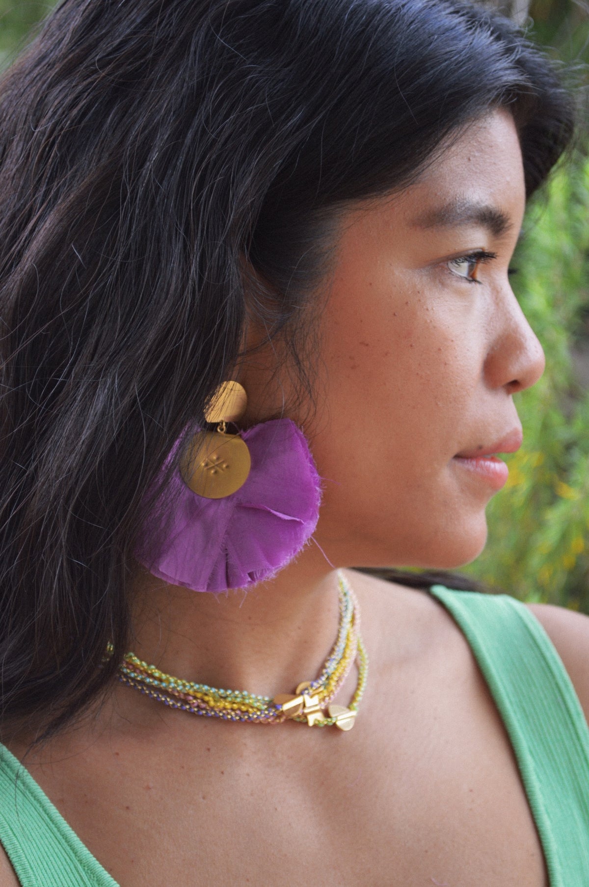 Silk Fan Earrings | Lavender