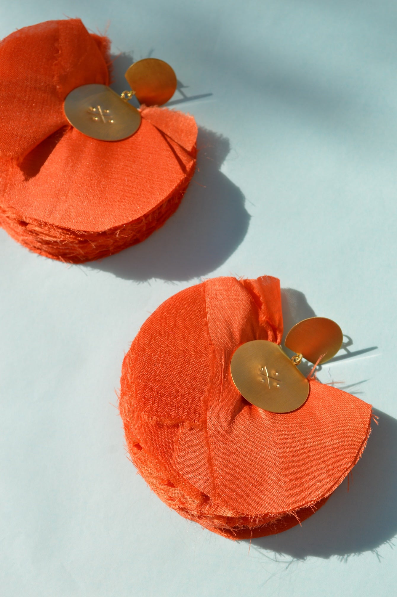 Silk Fan Earrings | Orange