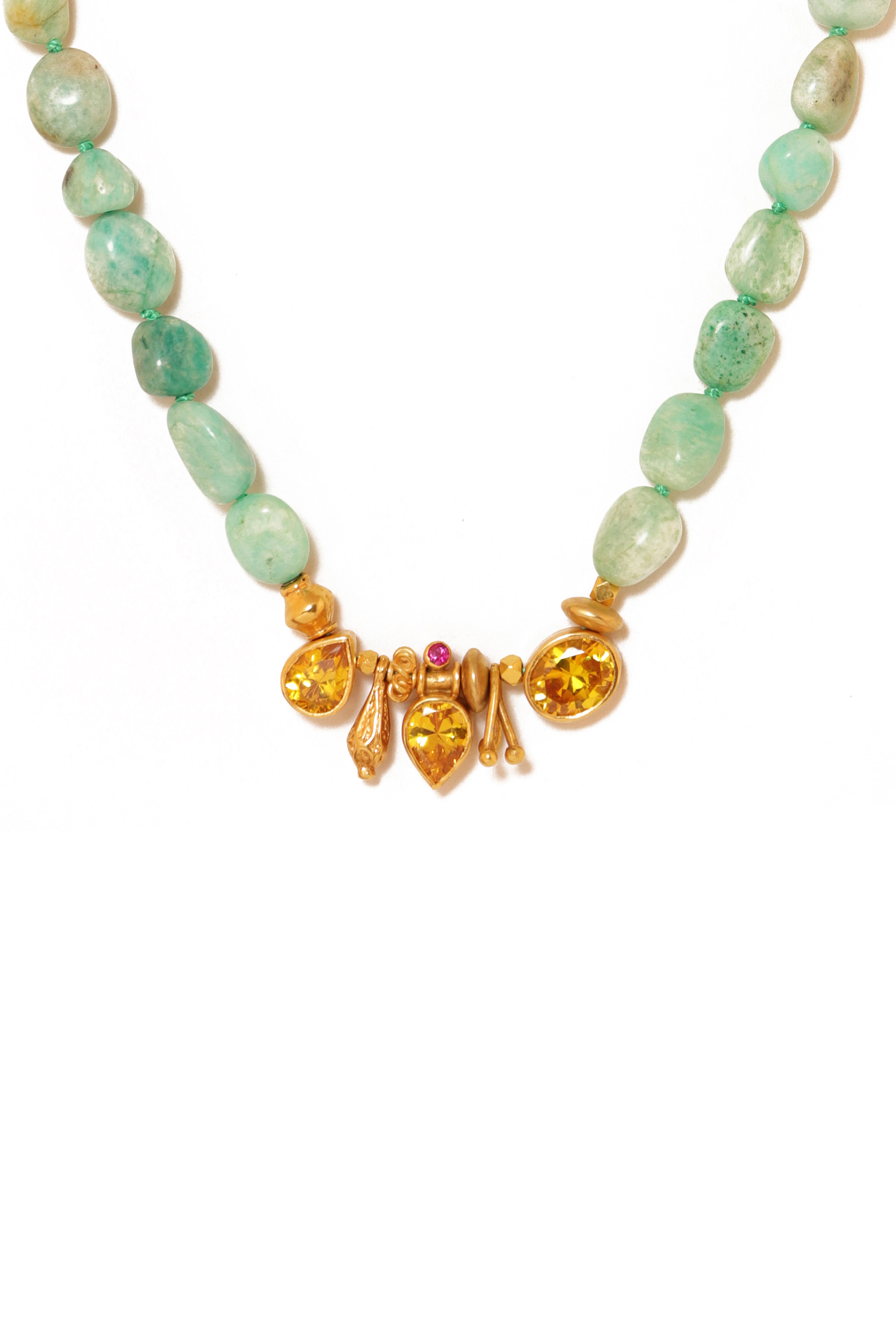Knotty Necklace | Green & Yellow