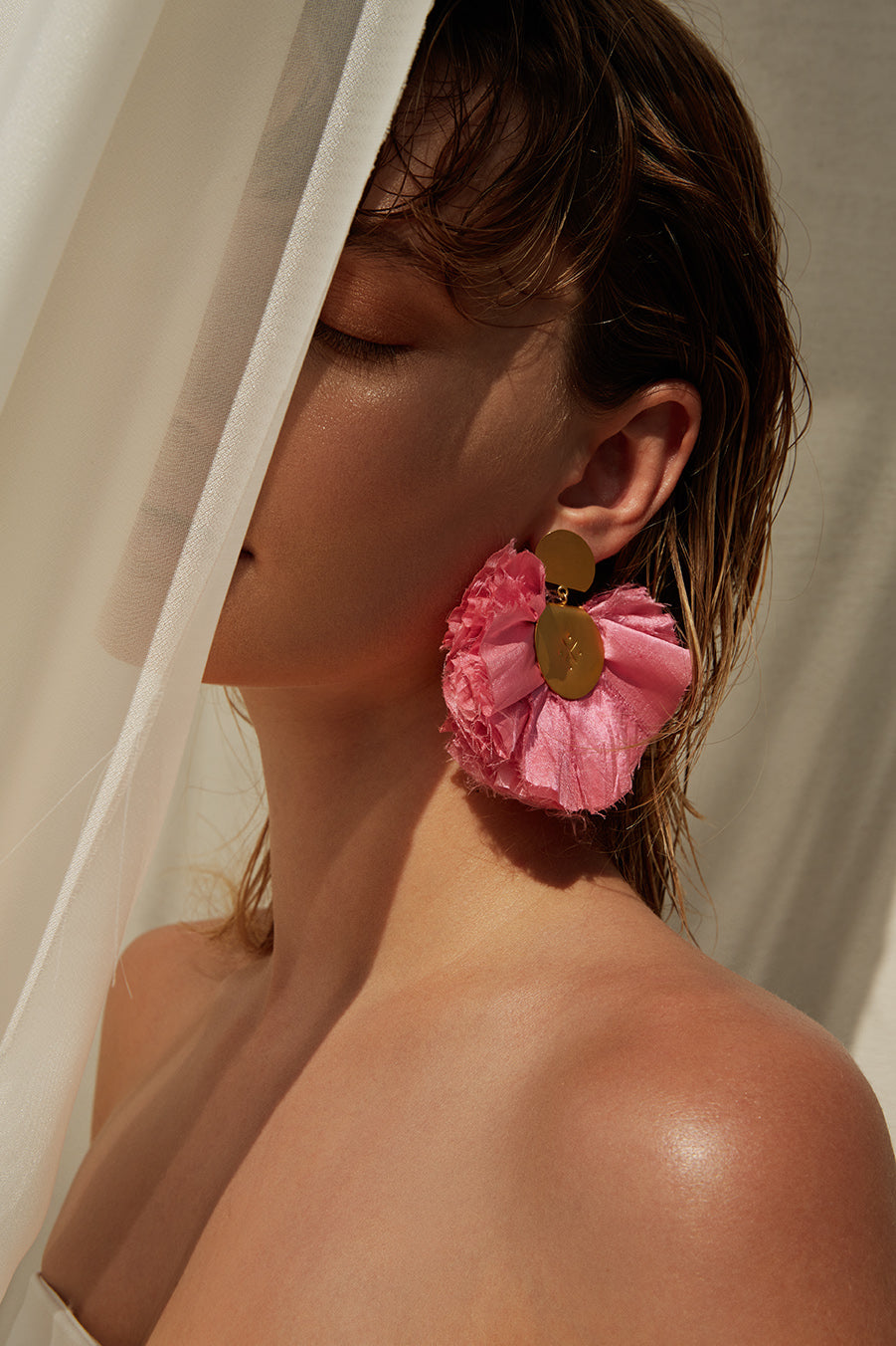 Silk Fan Earrings | Pink